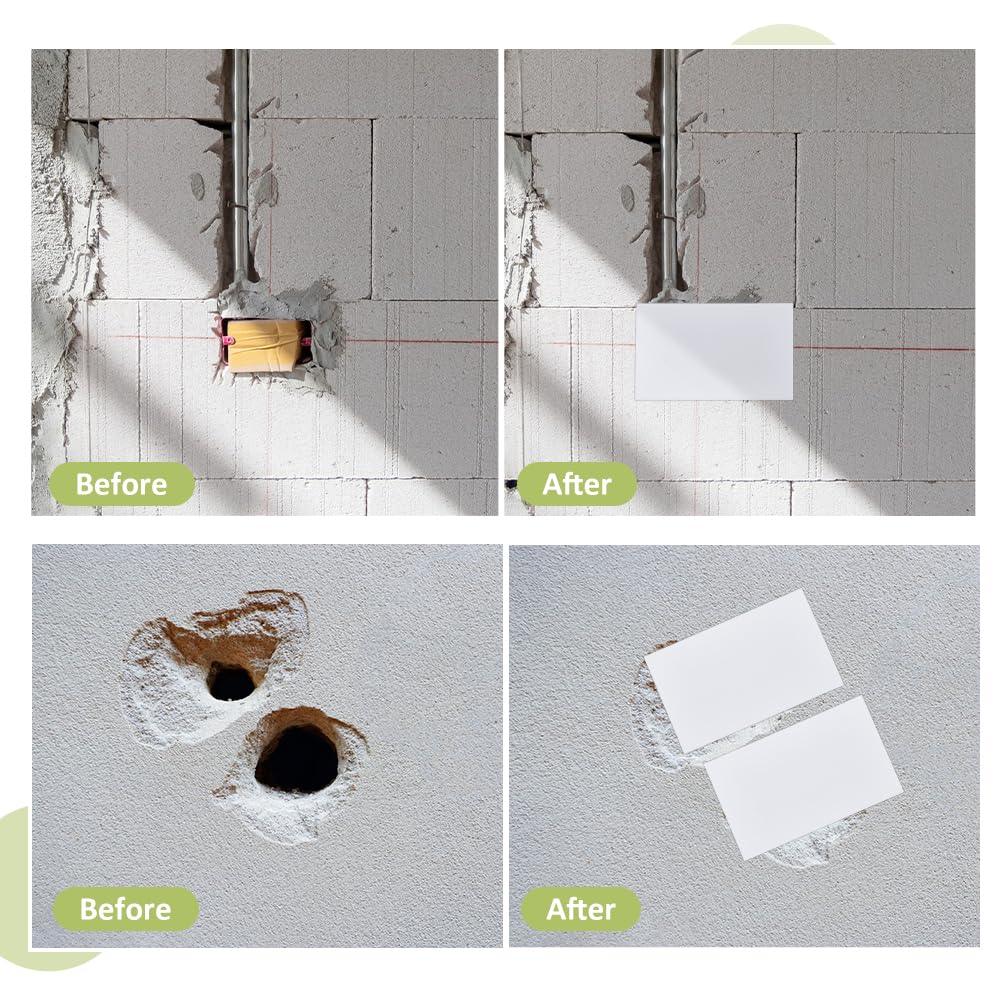 SUPERFINDINGS 10 placas ciegas planas de plástico de 13 cm con 100 cintas adhesivas de doble cara, cubierta a prueba de polvo para la pared y el techo de placas de yeso