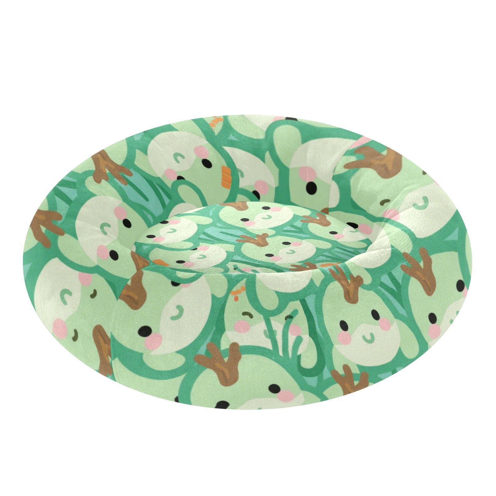 Lit orthopédique donut chien chat taille M panier vert