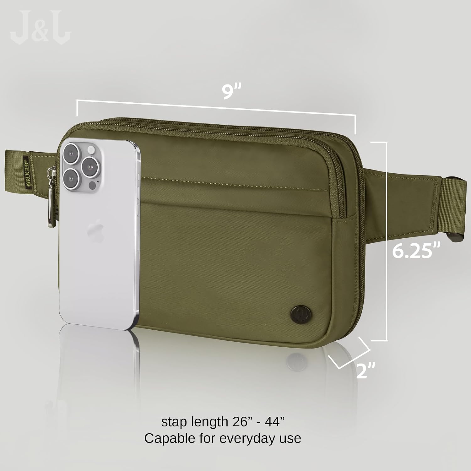 Jessie & James/Ruger Apex Nylon Crossbody Bag for Women and Men, Compact CCW Waist Pack with Rapid-Access Compartment_Olive