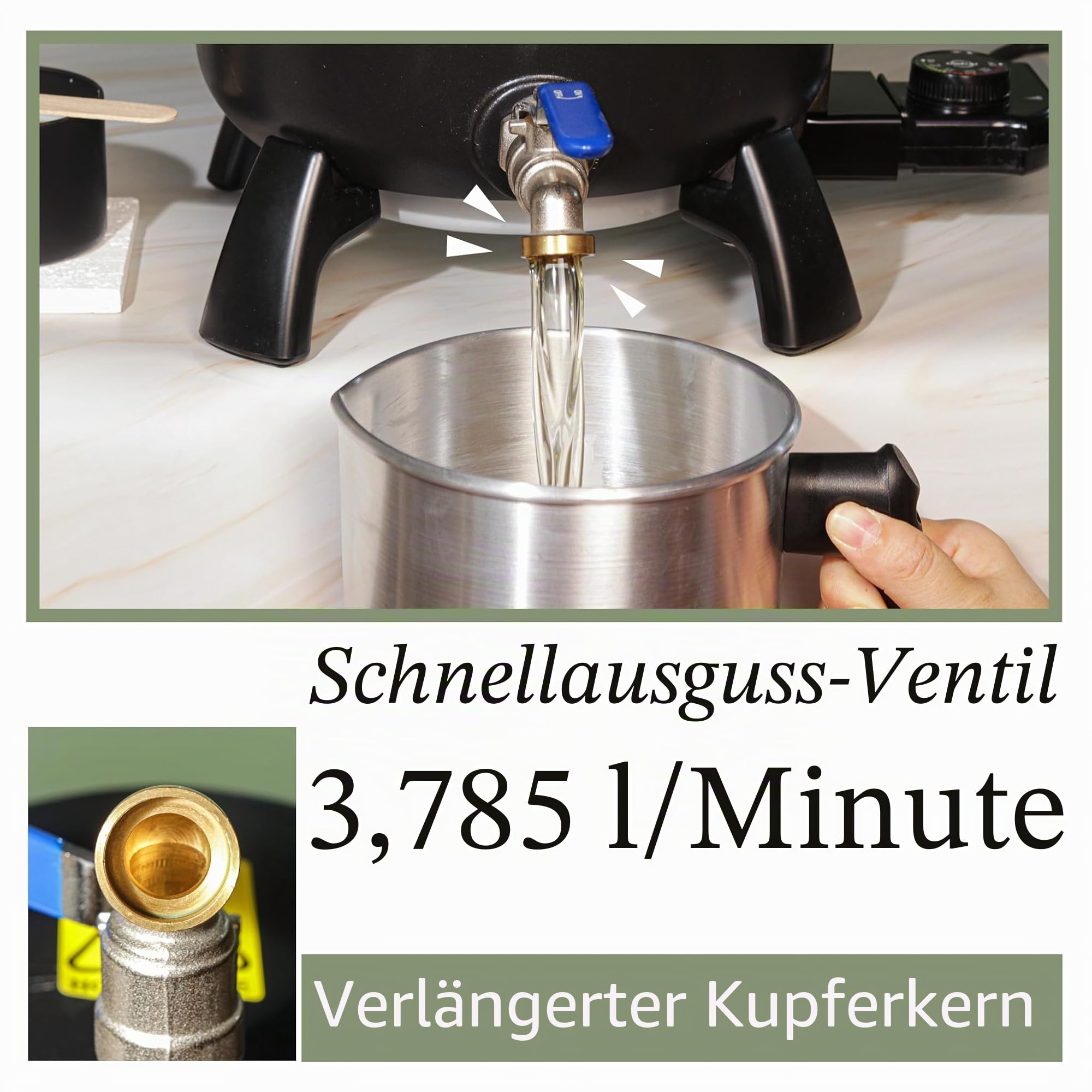 Wachsschmelzgerät,6L Temperaturbeständig großer Wachsschmelztopf mit Ausgießer einfaches Ausgießen,Wachsschmelzer mit Antihaftbeschichtung für die Herstellung von Kerzen und Seife