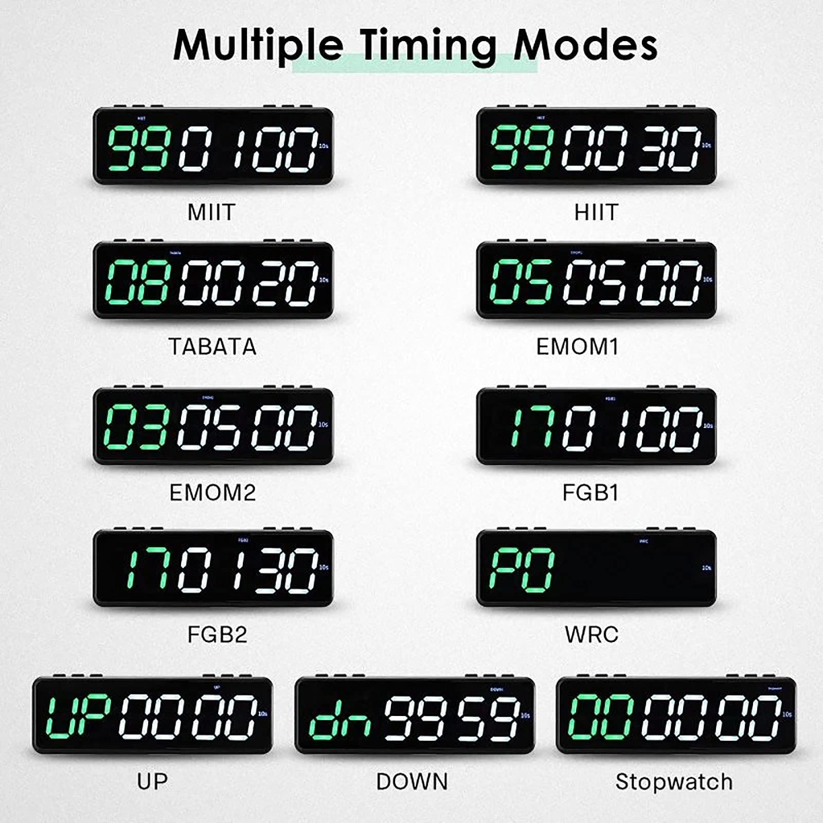 Timer fitness portatile con controllo app Bluetooth, timer a intervalli magnetici, TABATA, EMOM, FGB, MIIT, cronometro, conto alla rovescia, progettato per l'allenamento HIIT, livelli di abilità