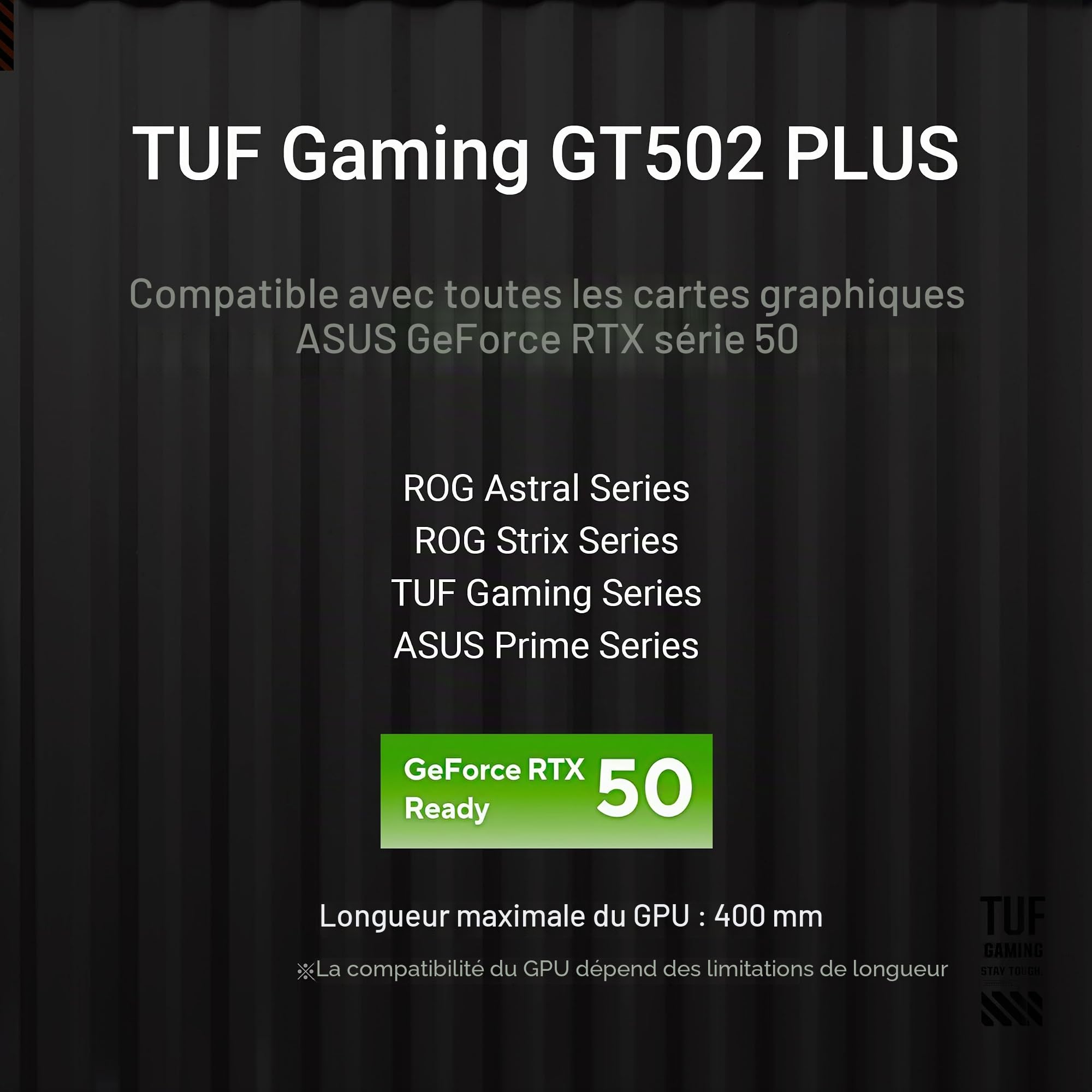 ASUS TUF Gaming GT502 Plus - Boîtier PC Gaming ATX, Double Chambre indépendantes pour CPU et GPU, Panneaux latéraux sans Outils, USB Type-C Haut débit à l’Avant​, 4 x Ventilateurs ARGB, Noir