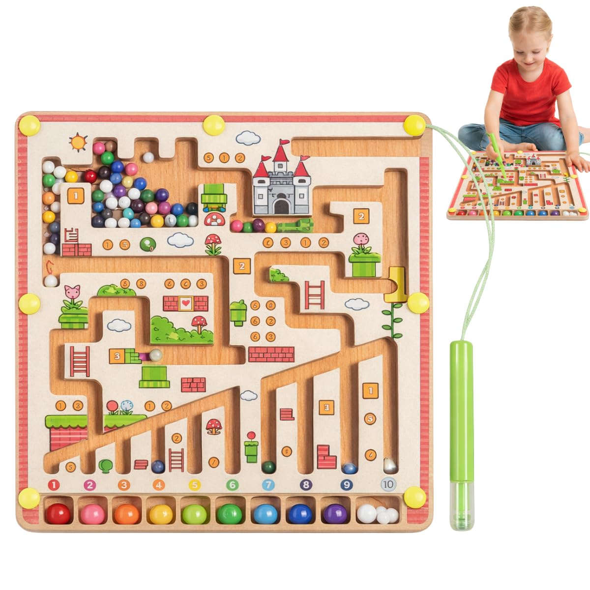 Labirinto Magnético Infantil Montessori — Jogo Educativo de Madeira com Imã