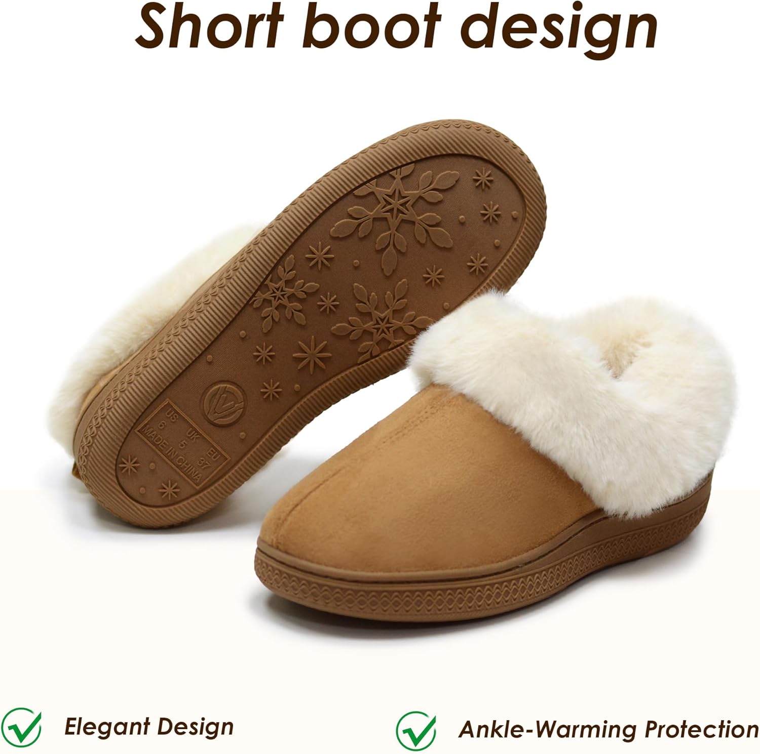 Women Memory Foam Bootie Slippers, Fuzzy Indoor Outdoor House Shoes with Arch Support Non Slip Cozy Footwear for Winter - Image 3