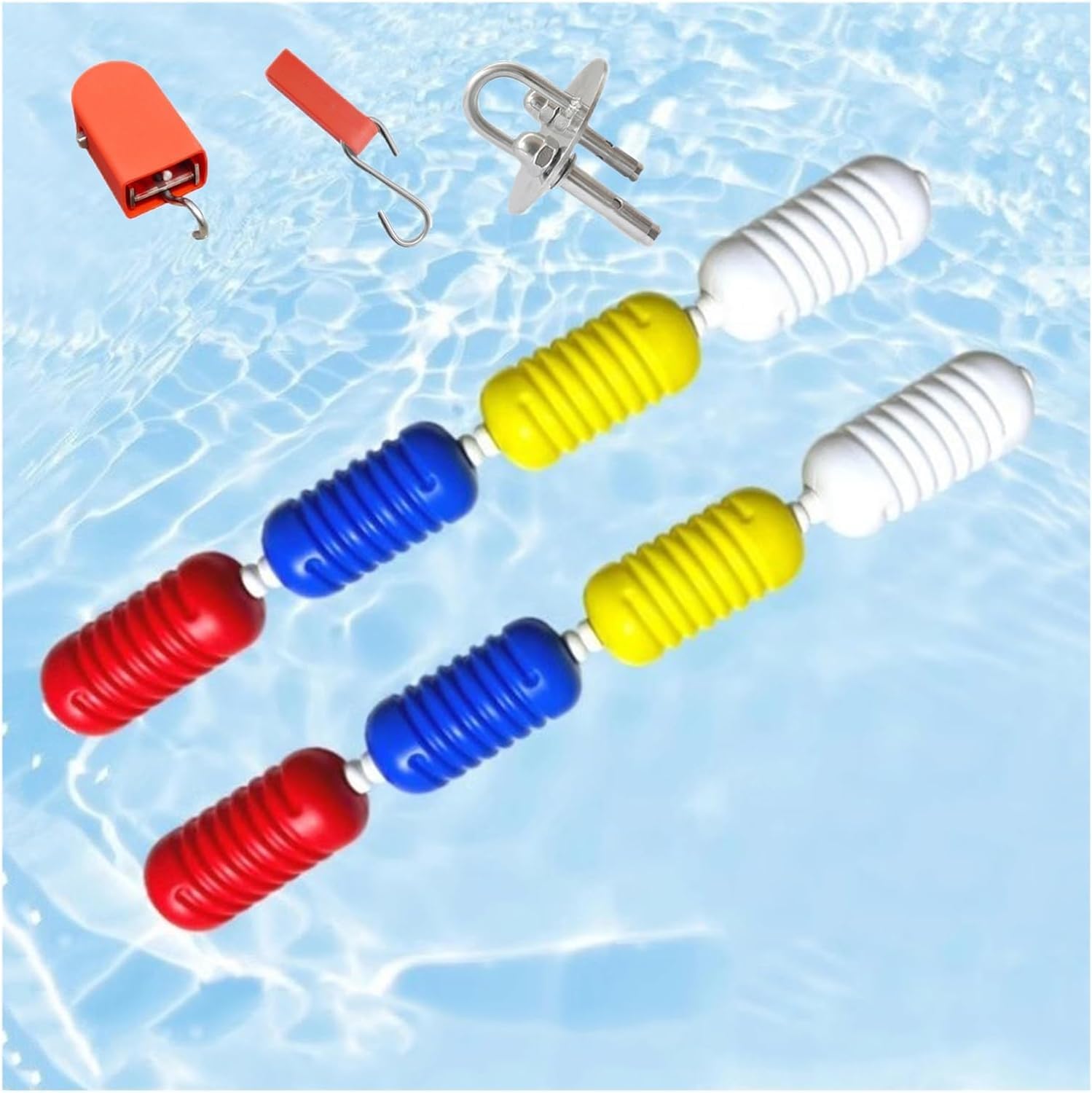 JKJZSALJ Pool Safety Hook Pool Lane Dividers,Safety Divider Rope Plastic Buoy Kit,Swimming Pool Safety Dividing Line,With Hook Accessories,Wire Rope,6m/19.7ft