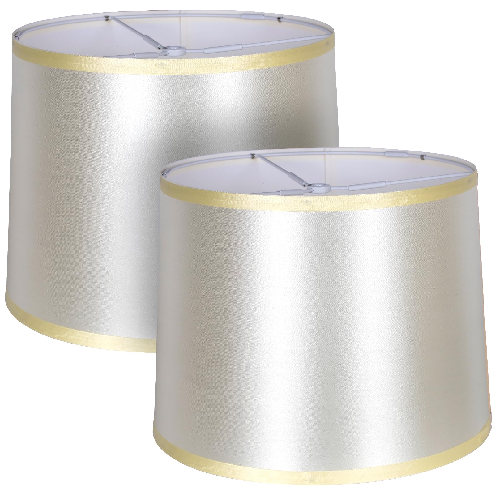 Lamp Shades Set of 2, Lamp shades for Table/Floor Lamps, Fabric Drum Lamp shades 11.4" Top x 12.6" Bottom x 9.8" High(Spider Fitter),Natural Linen Lamp shades Hand Crafted, Easy Assembly