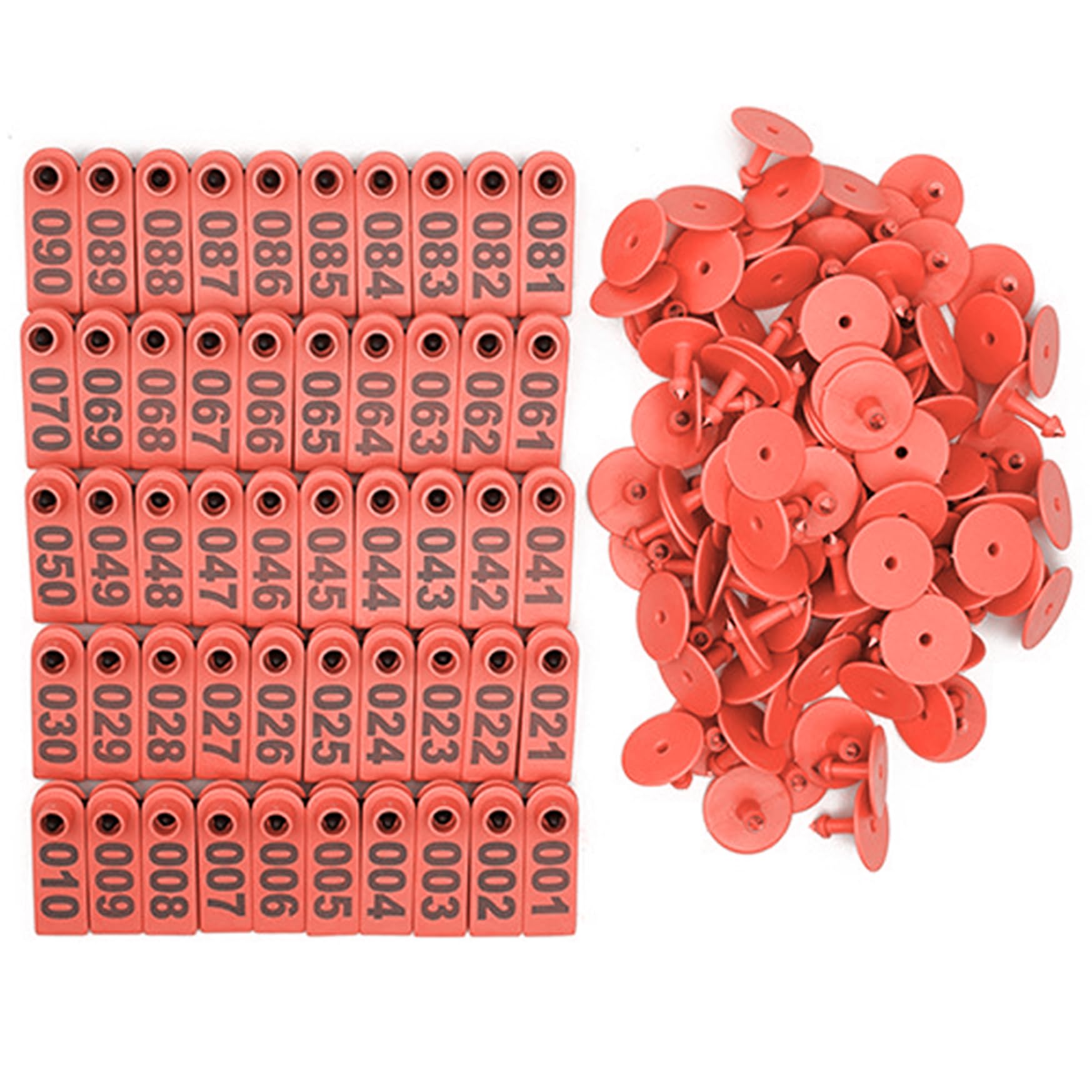 100 pcs Tag d'oreille de mouton 1 à 100 numéros