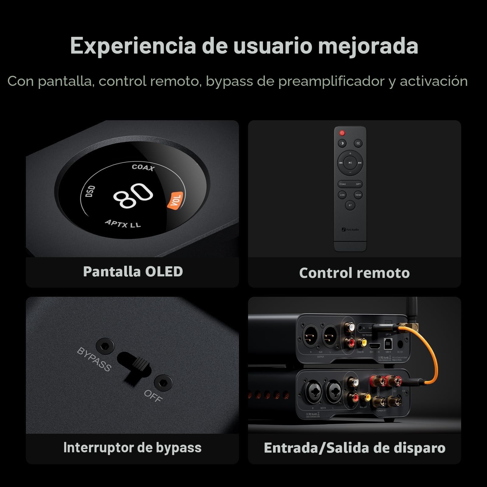Fosi Audio ZD3 Preamplificador DAC de Escritorio Totalmente Equilibrado con Amplificador Estéreo Doméstico ES9039Q2M, Entrada Bluetooth/USB/Opt/Coax/TV HDMI ARC, Salida XLR/RCA con Control Remoto
