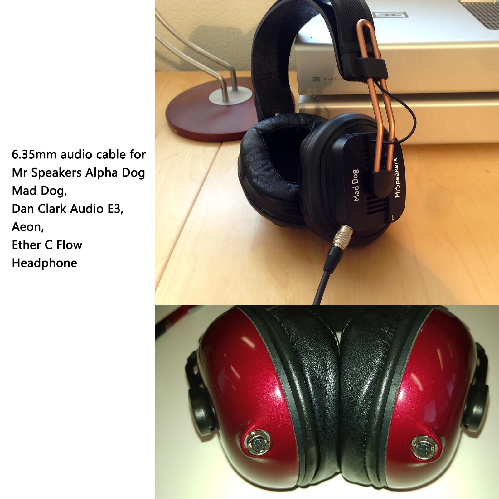 HangTon Kabel audio 6,35 mm do głośników Alpha Dog Mad Dog, Dan Clark Audio E3 Aeon Ether C Flow słuchawki do wzmacniacza gitarowego urządzenia audio, 2 m