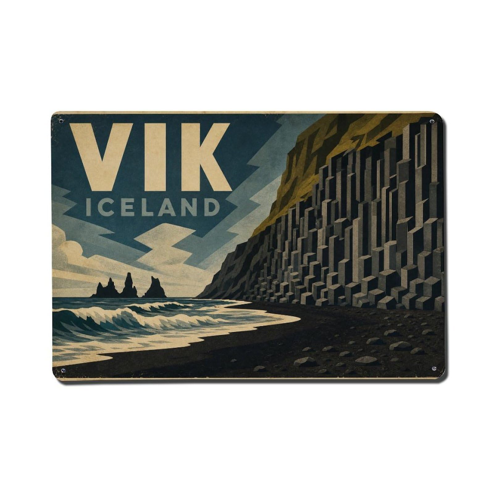 Retro Travel Iceland Vik Metal Tin Sign