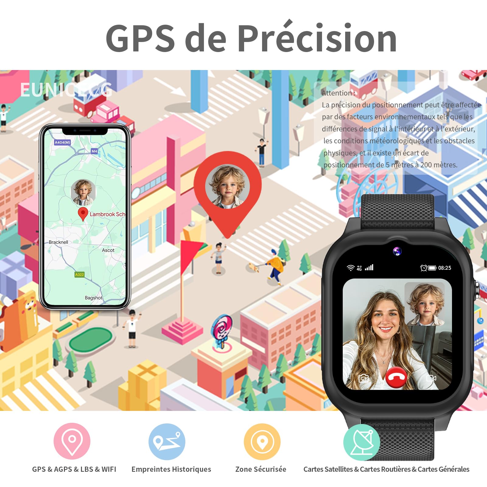 4G Montre Connectée Enfant Garcon Fille GPS Traceur Téléphone SOS | Appel Vidéo Podometre Marche Réveil Calculatrice Étanche Digitale Montre Enfant Cadeau Anniversaire