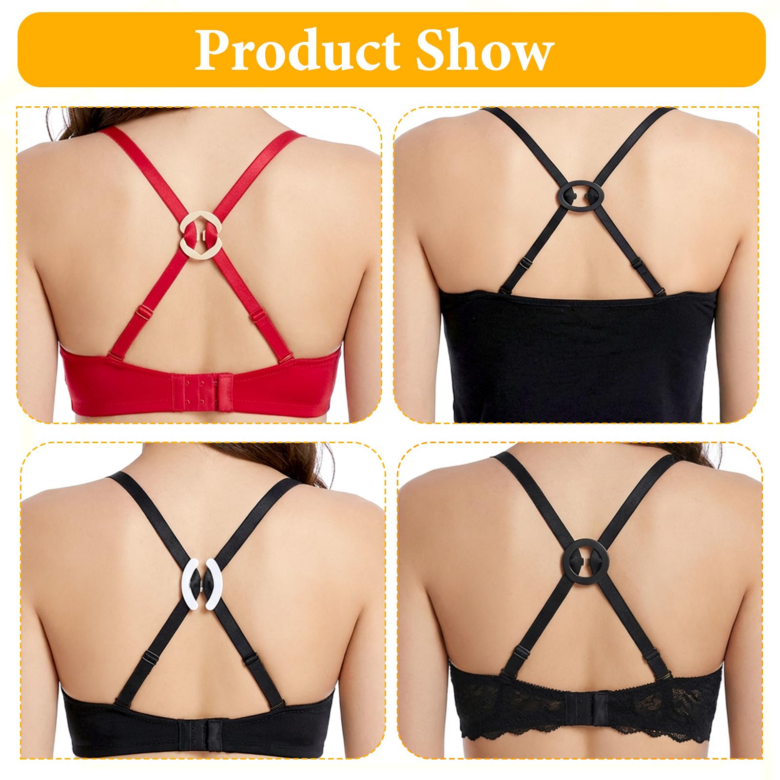 Abeillo 18 Stück Antirutsch BH Träger Clip Non Slip Strap Holder | Elastischer Verstellbarer BH-Trägerhalter Bra Strap Zubehör Hautfarbe Schwarz Weiß
