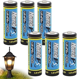 (6-Pack) HyperPS 3.2V LiFePo4 14430 (14 x 43mm) 400mAh Rechargeable Battery for Solar Panel Light, Tooth Brush, Shaver, Flashlight