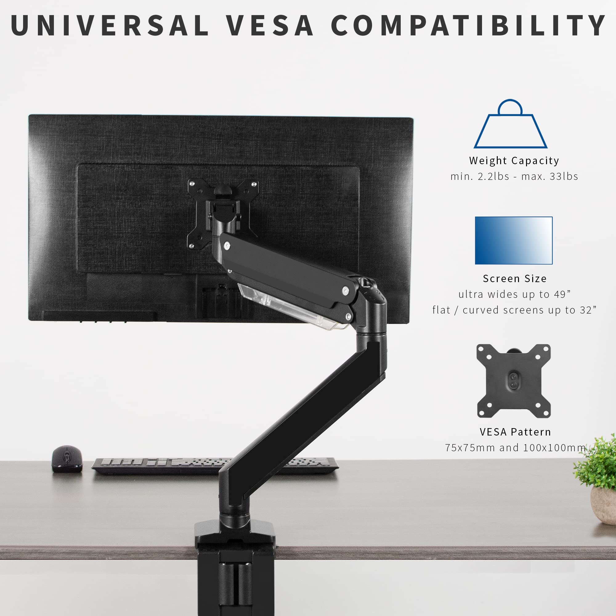 VIVO Premium Aluminum Heavy Duty Monitor Arm for Ultrawide Monitors up