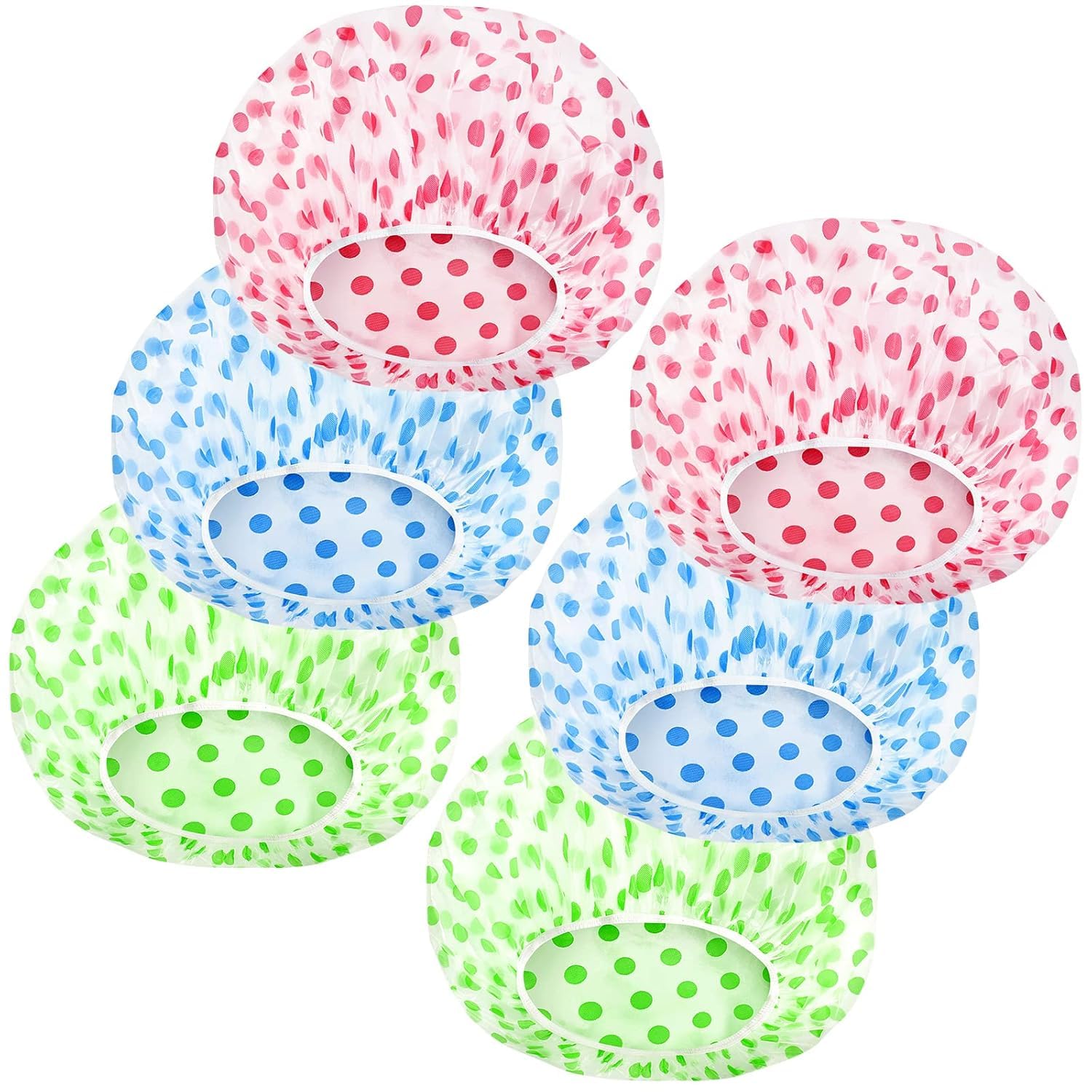 CESITRA Shower Cap Set of 6 for Women, Reusable Waterproof Elastic Eva Free-Size Bathroom Shower Caps - For Homes, Spas, Salons, Hair Treatment, Beauty Parlors (Multicolored and Multi-design)