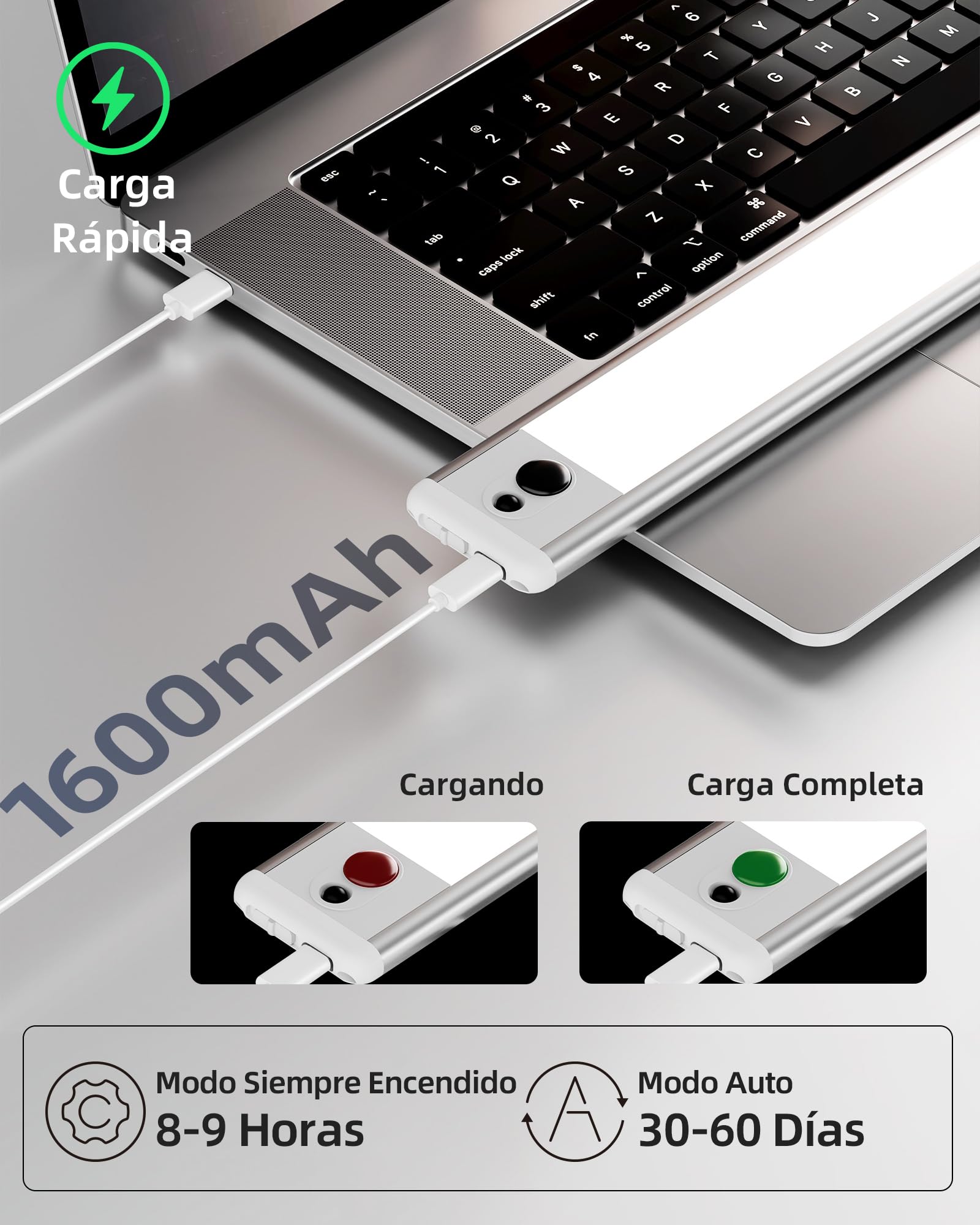 EZVALO 23 cm (5 unidades), Luz LED para armario con mando a distancia y sensor de movimiento, 1600 mAh regulable, recargable bajo mueble, 5700K, magnética ideal para armarios, escaleras, cocinas