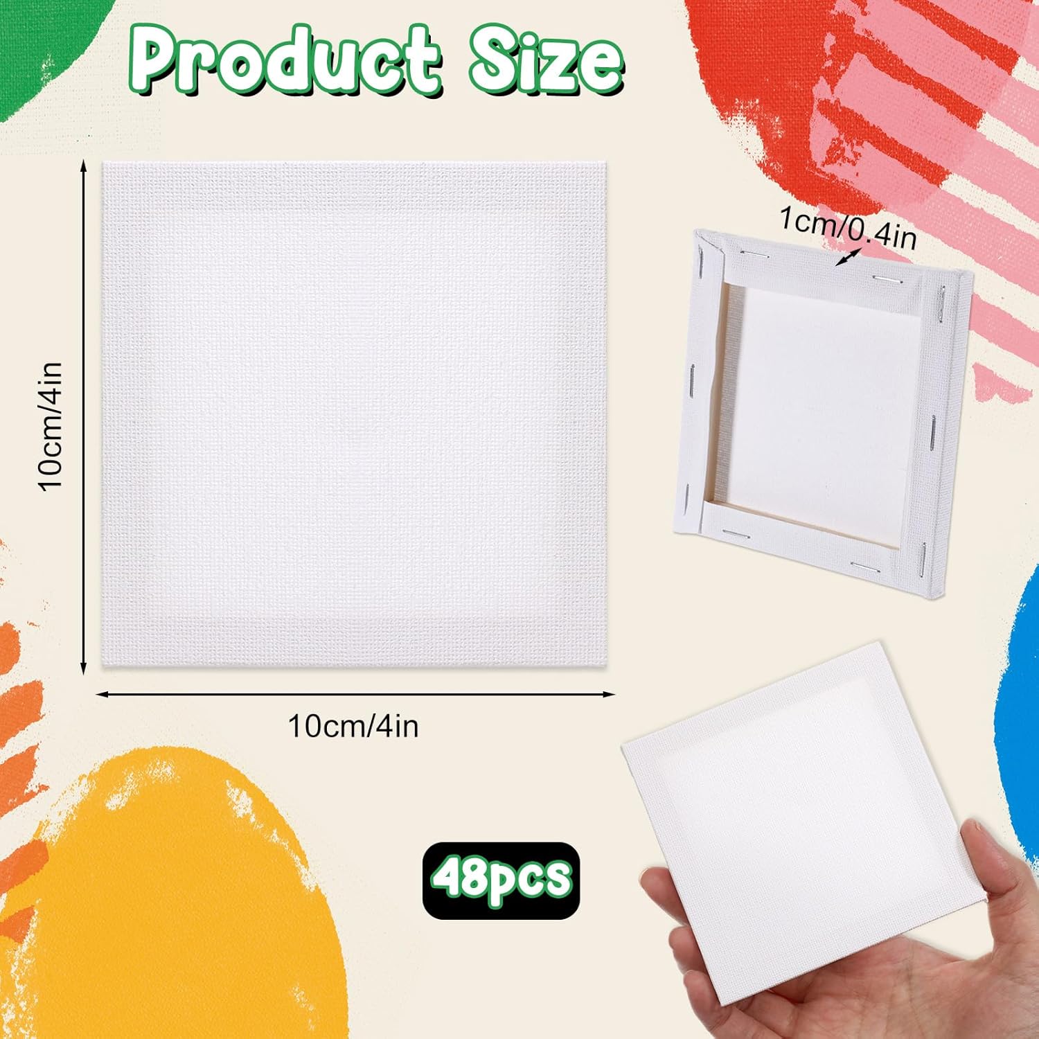 48 Pcs Mini Canvases for Painting, 4 x 4 Inch Small Square Canvas Panels 2/5 Inch Thickness White Blank Canvas for Wall Decoration, Art Supplies, School Projects - Image 2