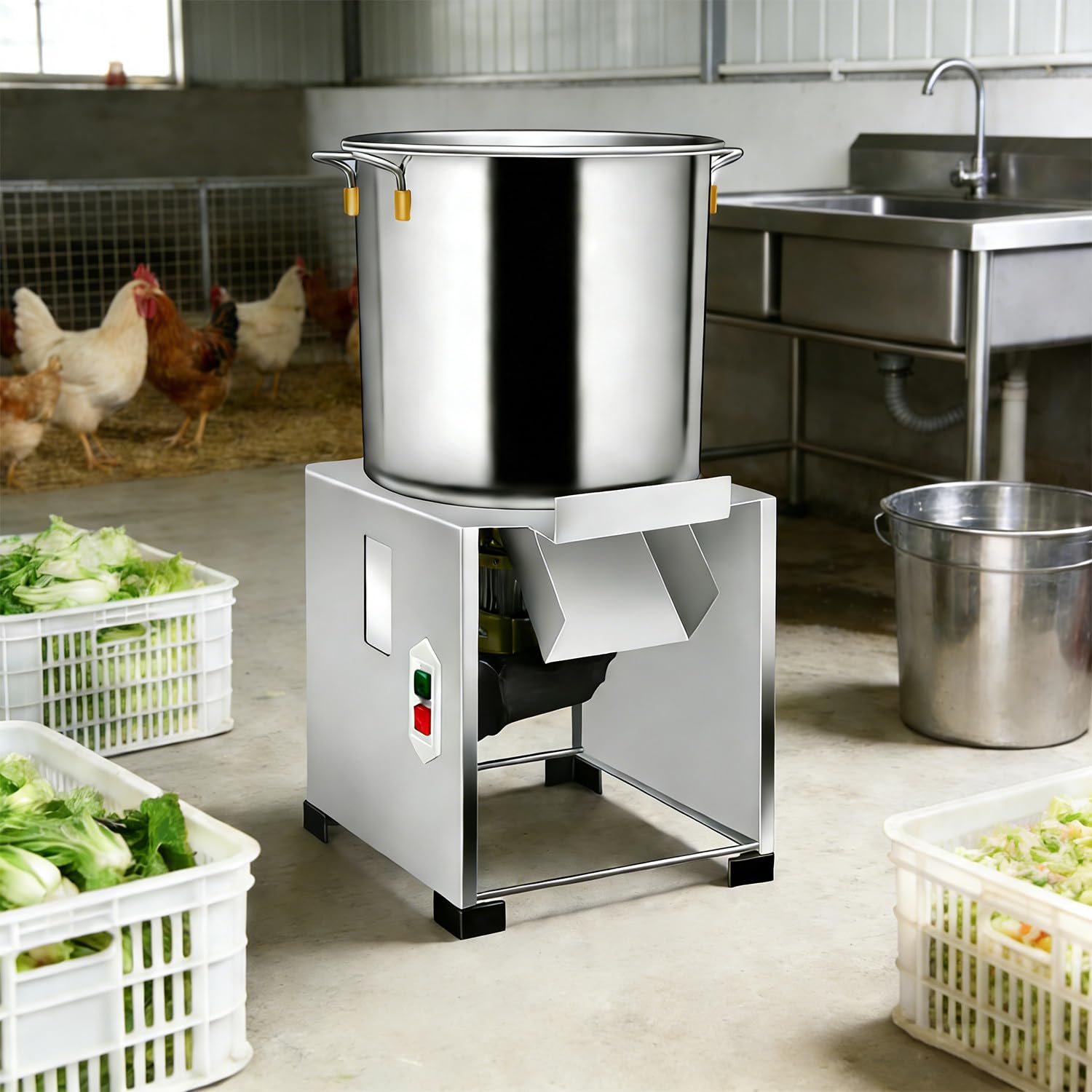 Geflügelfutterprozessor, Futterhäcksler, 50-200 Kg/H, Mit 4 Ersatzmessern, 30 Cm Vergrößerter Futtereinlass, Für Landwirtschaftsbetriebe, Küchen, Fischzuchtbetriebe Und Futterstationen 1800W