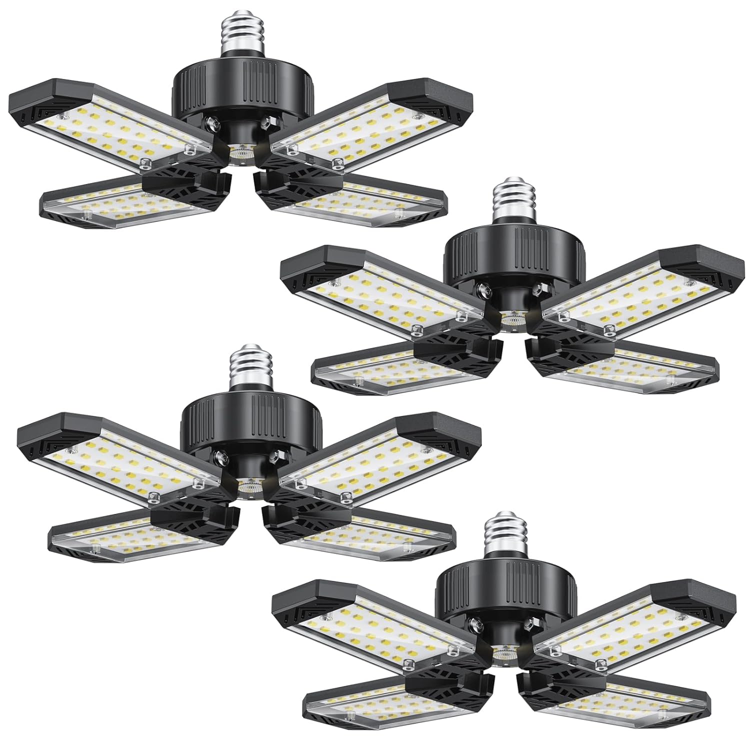 LED Garage Lights 4 Pack 120W 12000LM Garage Lighting 6500K with 4 1 Deformable Panels Screw Into E26