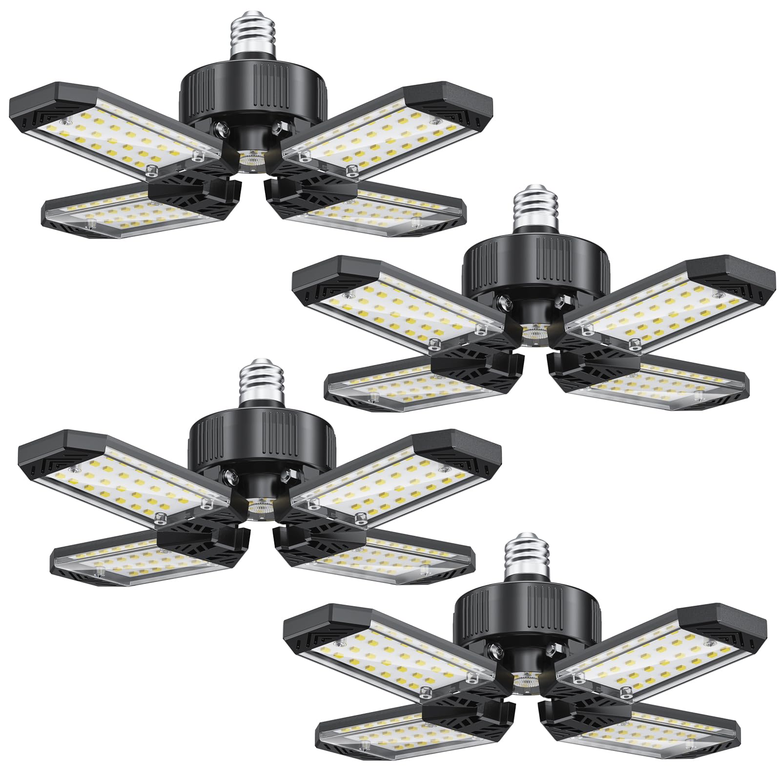 LED Garage Lights 4 Pack 120W 12000LM Garage Lighting 6500K with 4 1 Deformable Panels Screw Into E26