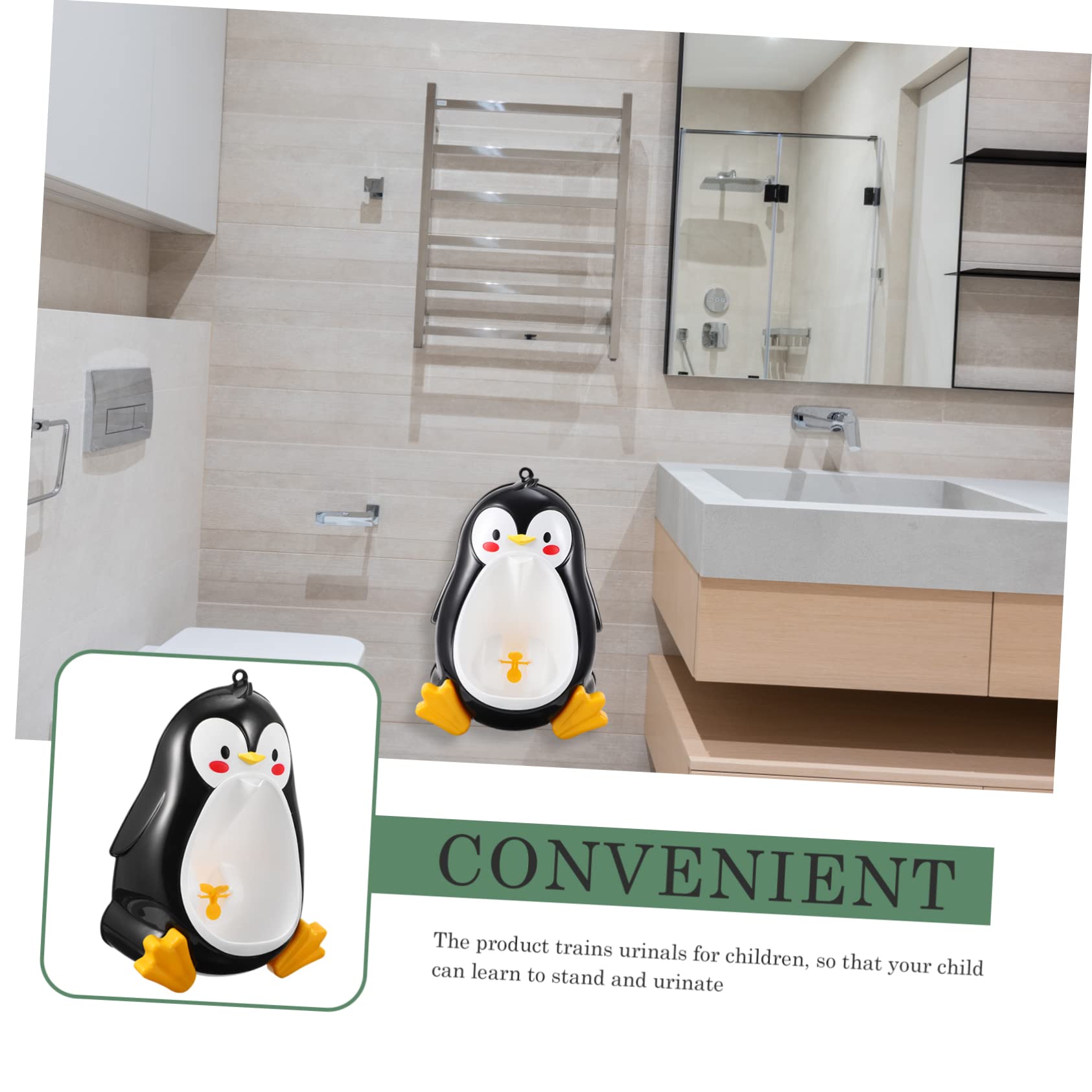 Orinal de Entrenamiento para Niños Pequeños Forma de Pingüino Negro