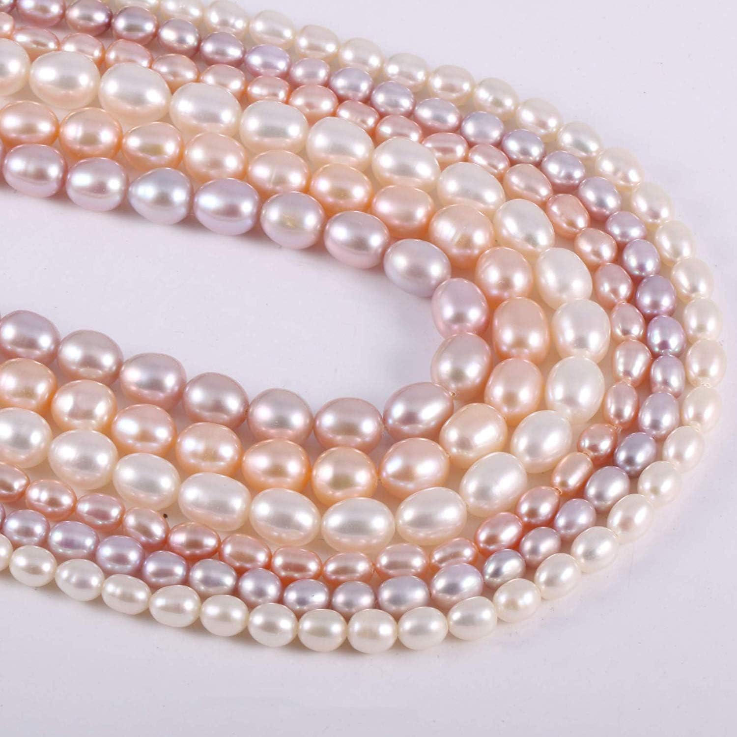 Natural Pearl Freshwater Cultured Pearl Beads for Jewelry Making Oval Beads Punch Loose Beads Handmade DIY for Jewelry Making DIY Women Necklace Bracelet 14 inches - Image 4