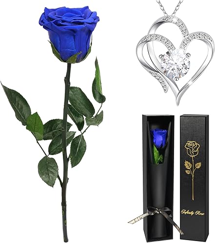 Miniatura 12 de Yamonic Regalos de cumpleaños para mujeres, flores reales preservadas con collar de corazón, regalos para mamá, abuela, ella, hija, esposa, novia,