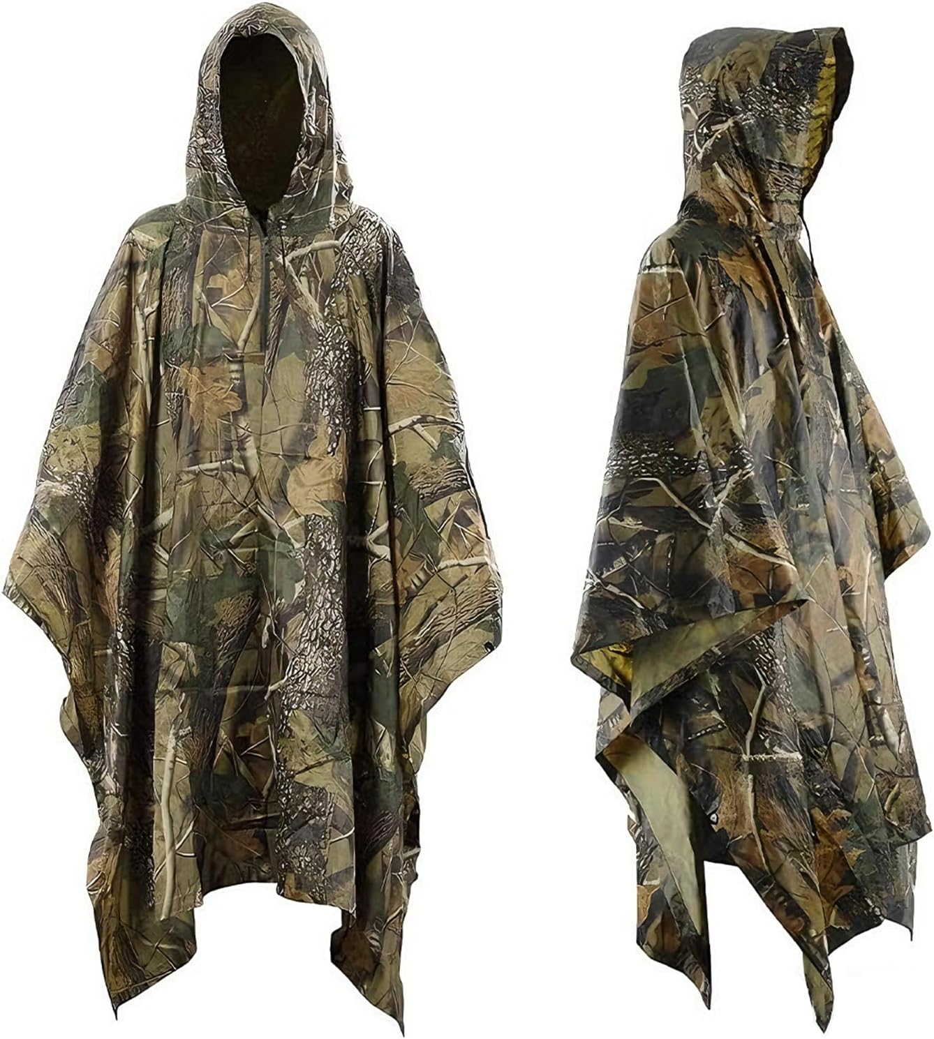 Waterproof Rain Cape Raincoat, Rain Poncho for Outdoor Camping Military Cycling Traveling, Hooded Rainwear with Emergency Grommet Corners for Shelter Use