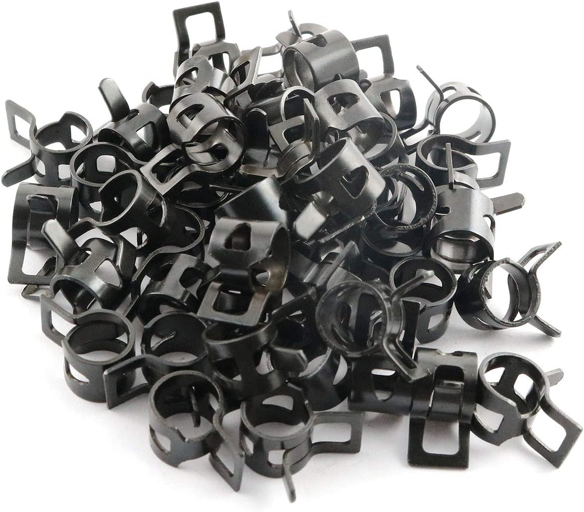 LQ Industrial 8mm Spring Clip 50PCS 8mm Black Manganese Steel Spring