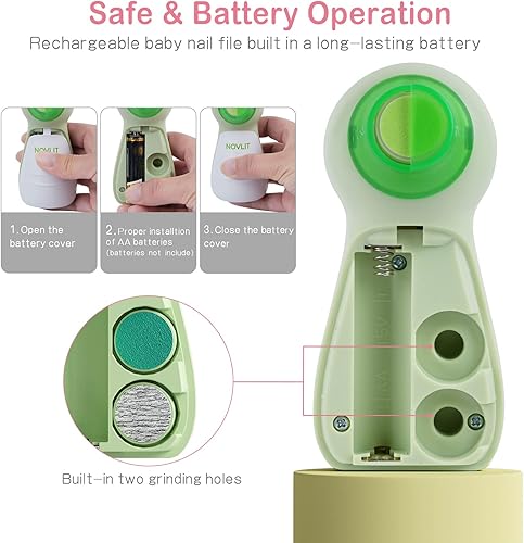 Miniatura 7 de Cortauñas eléctrico para bebés, cortaúñas para bebés con luz LED y cubierta de molienda, juego de adornos y esmalte para recién nacidos, niños