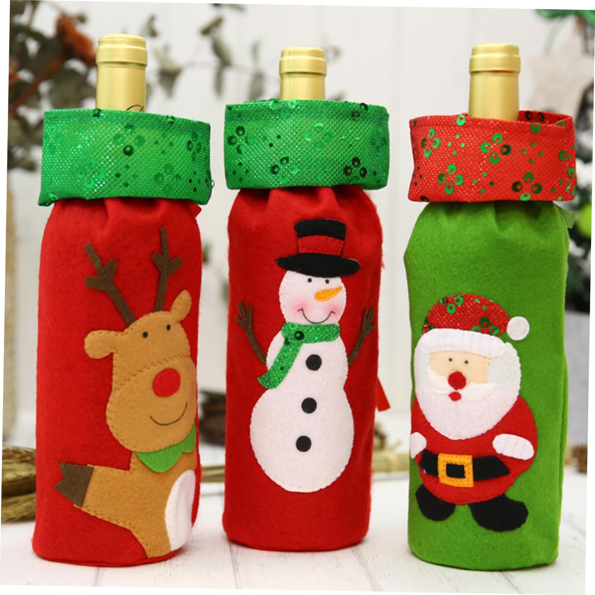 TOPBATHY 18 Pcs De Bouteille De Vin De Noël Housse De Bouteille De Vin à Cordon De De Noël Sacs à Cordon à Couvre-s Créatifs Sacs à à Plastique