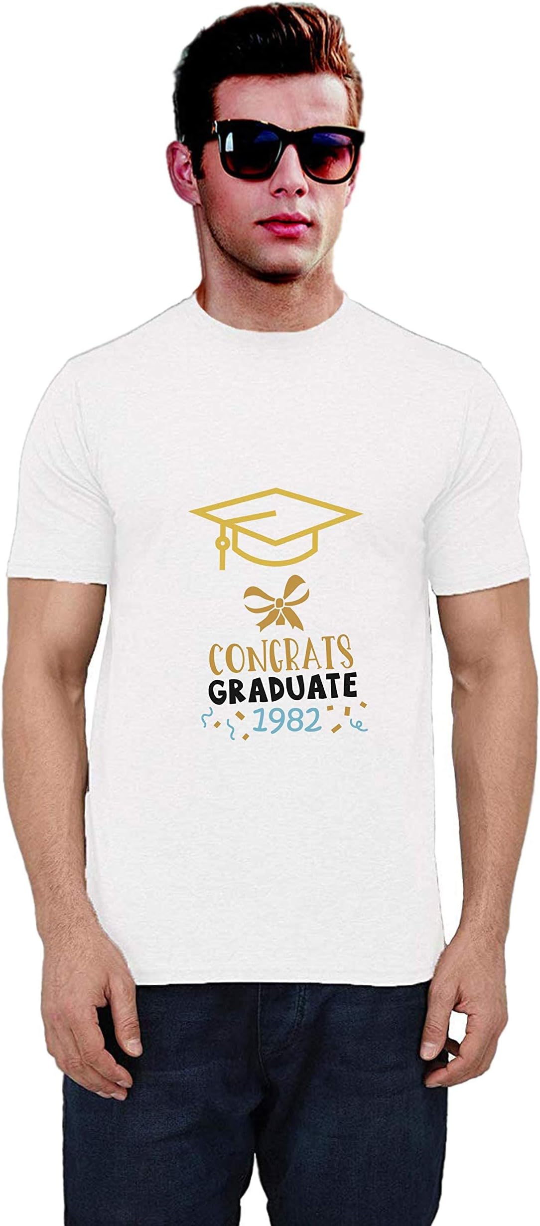 Ritzees Printed Polyester Unisex Regular Fit T-Shirt on Graduation Batch-(1982)