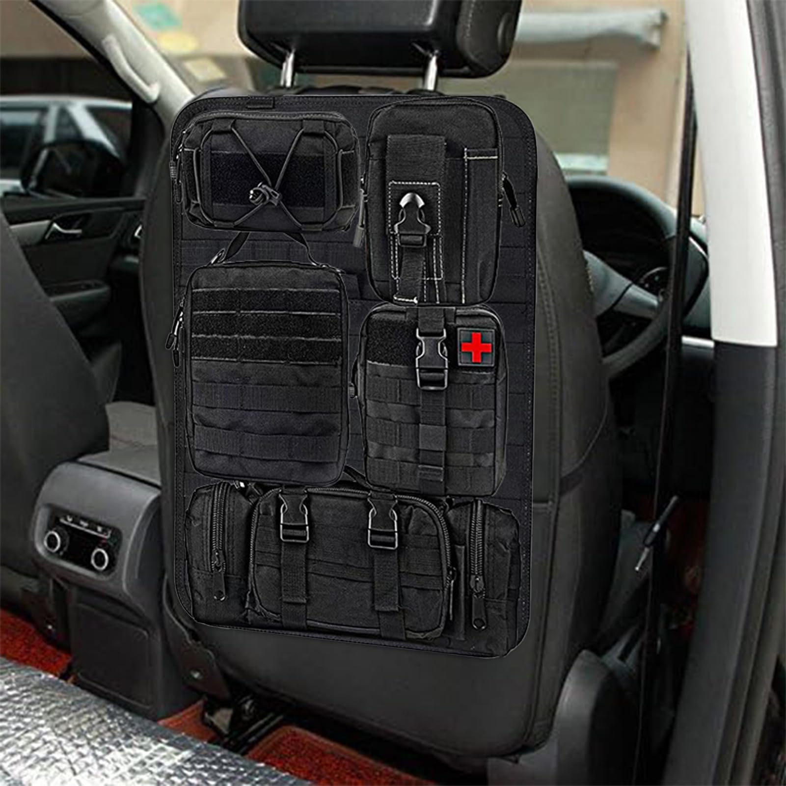 Organizzatore di auto dietro sedile, organizzatore di auto sul sedile | Tasche multi-storage in nylon 600D, da viaggio con cinturino regolabile per auto busine