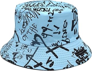 Gorro Pescador Hombre Sombrero De Pescador Panamá Reversible con Letras Y Grafiti, De Doble Cara, para Hombre Y Mujer, para Exteriores