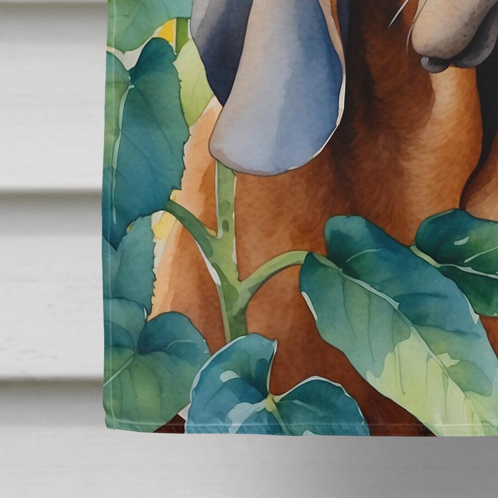 Caroline's Treasures DAC6029CHF Bloodhound in Sunflowers House Flag Large Porch Sleeve Pole Decorative Outside Yard Banner Artwork Wall Hanging, Polyester, House Size, Multicolor