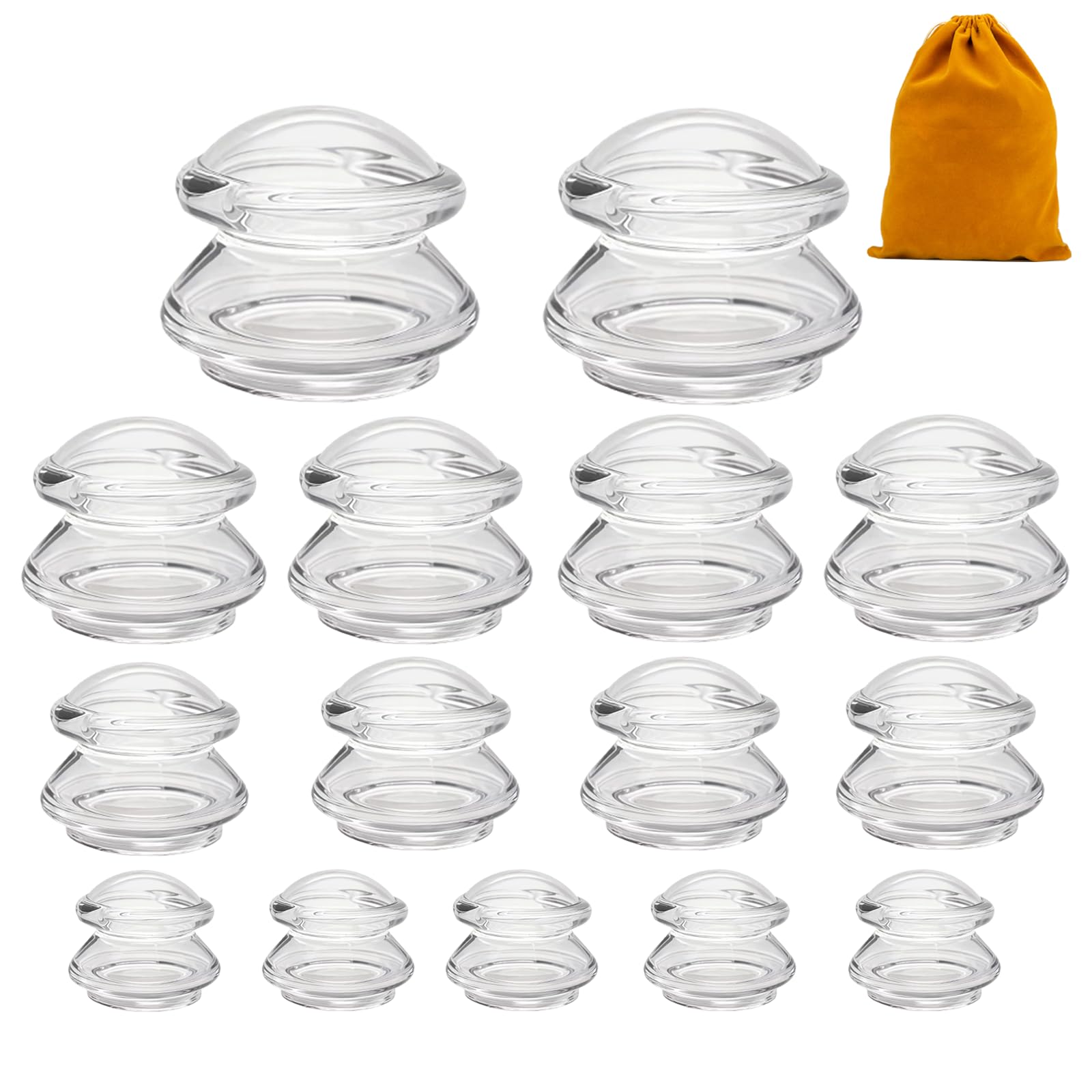 15pcs Cupping Therapy Set-Professional Silicone Cupping, Suitable forBody Massage/Deep Myofascial Release/Pain Relief/Cellulite Reduction(Clear)