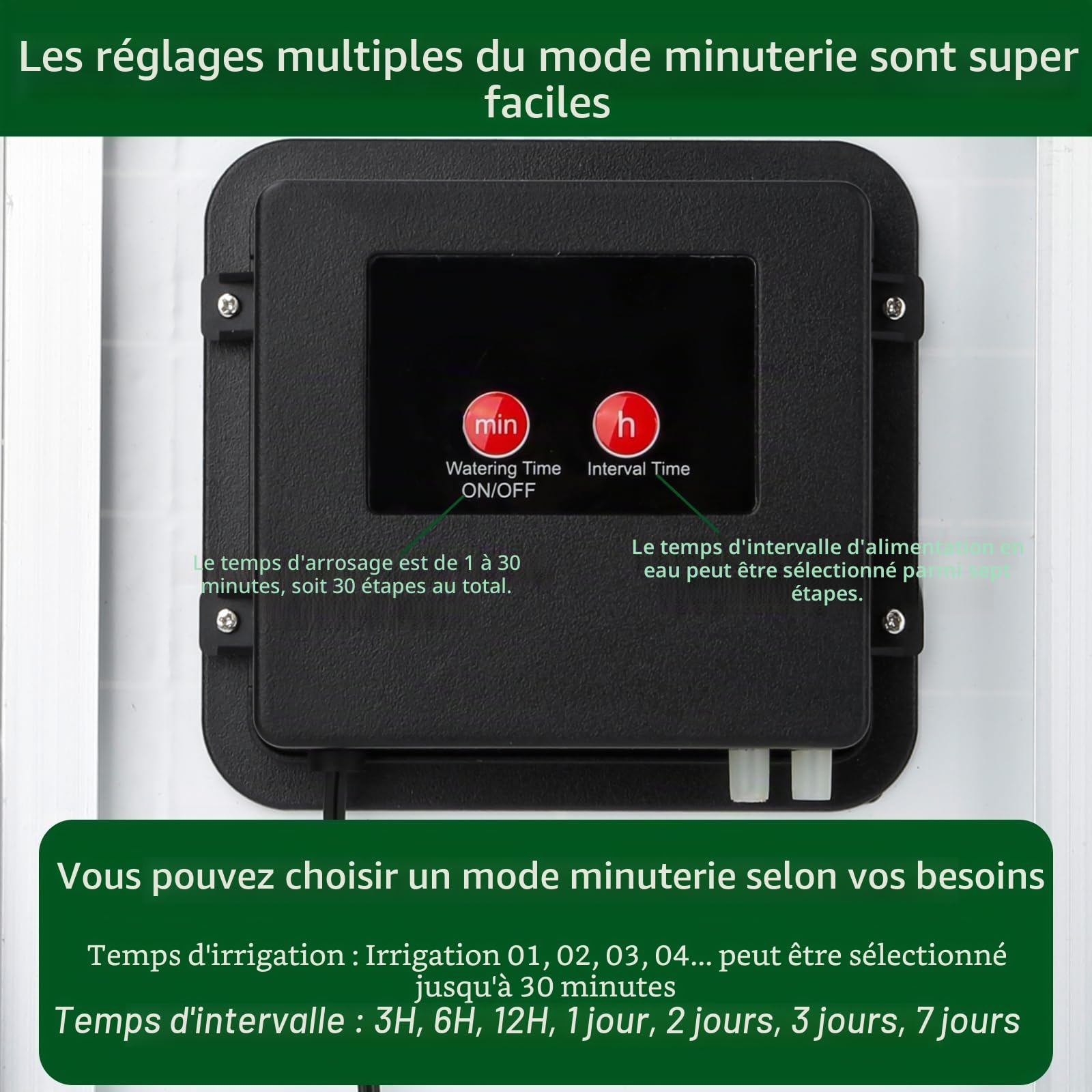 jardin goutte à goutte système d'arrosage solaire, 5W automatique solaire goutte à goutte Kit système d'arrosage, dispositif d'arrosage de plantes en mode temporisé