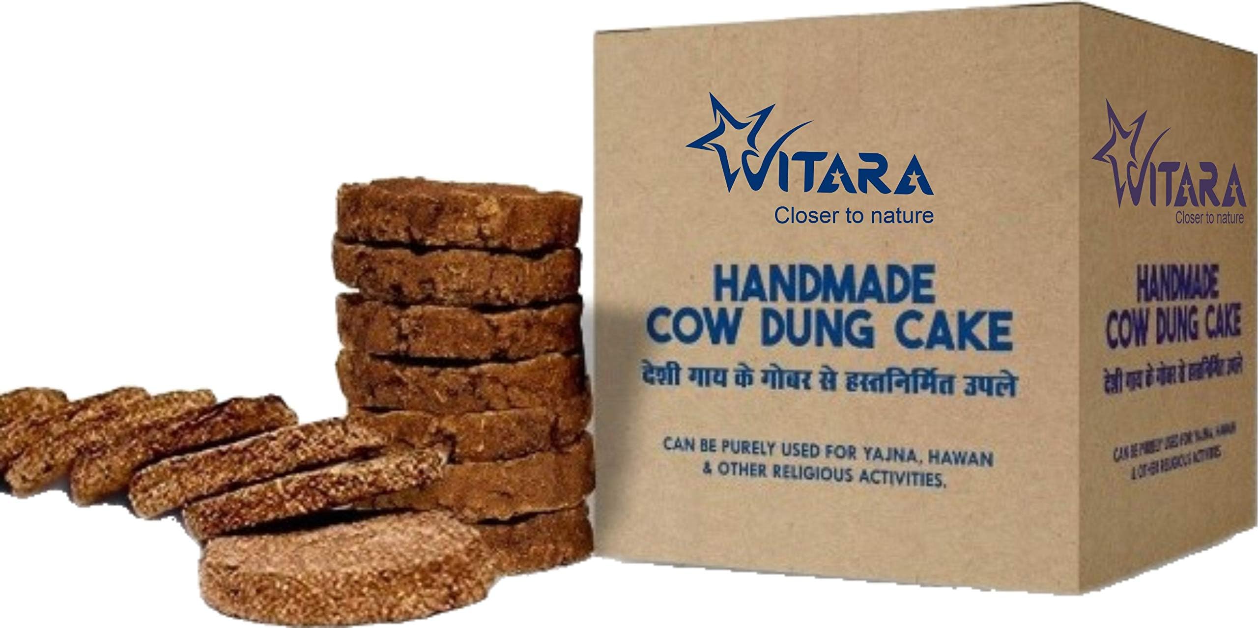 VITARA [ Pack of 42 ] Pure & Original Holy Desi Cow Dung Cake | for Hawan, Pujan & Religious Purpose (Round, 3 Inches) (Pack of 42)