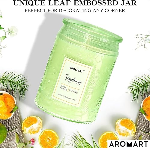 Miniatura 3 de Velas perfumadas de 12 onzas, velas de soja de frambuesa para el hogar, velas de aromaterapia con 8% de aceites esenciales, de larga duración, velas