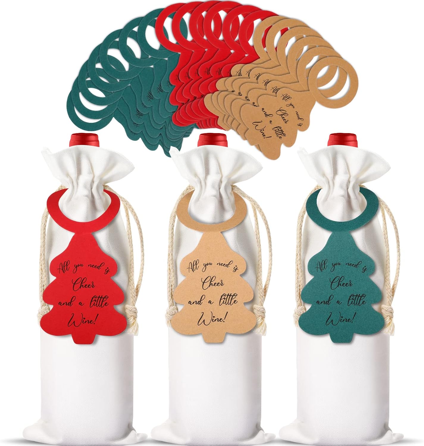 120 Pieces Christma Wine Gift Bag Tags Printable Paper Wine