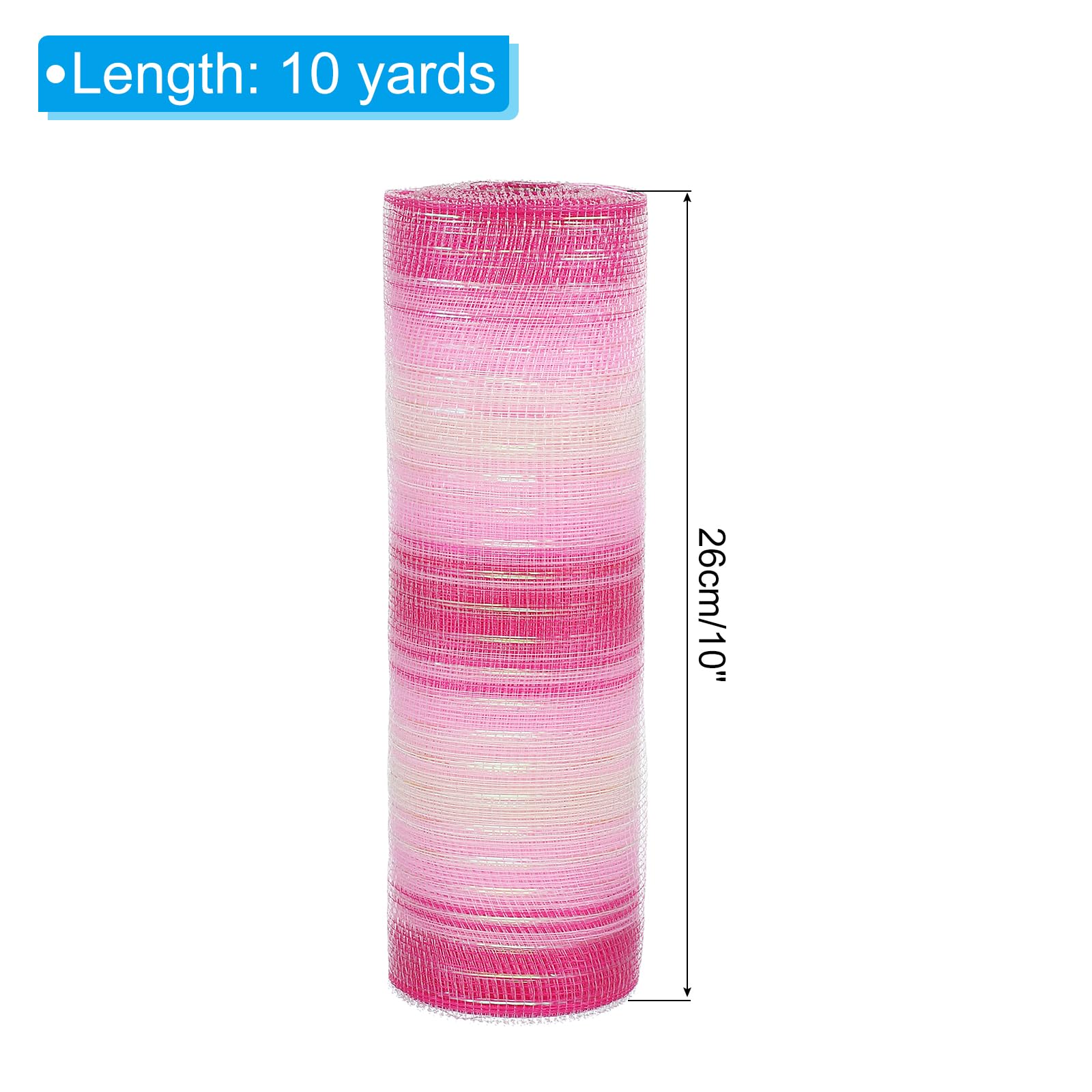 PATIKIL Decorative Mesh Ribbon, 10 Inch x 10 Yard Mesh Ribbon Roll Foil Metallic for Christmas Tree Wreath Decoration Gradient Pink - Image 2