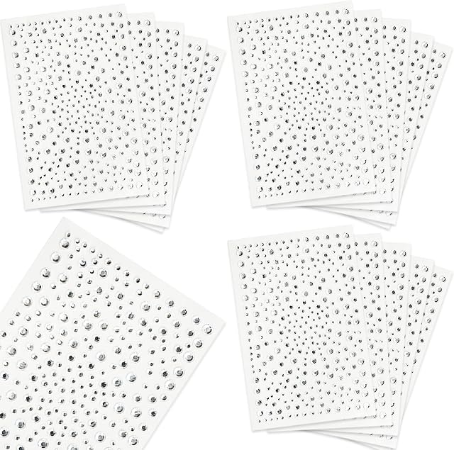 4875 Pcs 15 Sheets Self-Adhesive Face Gems, Bling Clear Makeup Gems Rhinestone Stickers Acrylic Crystal Gems Stickers for Clothes Face Eyes Kids Jewels Craft Stick on Gems Woman Girls Kids(4 Sizes)