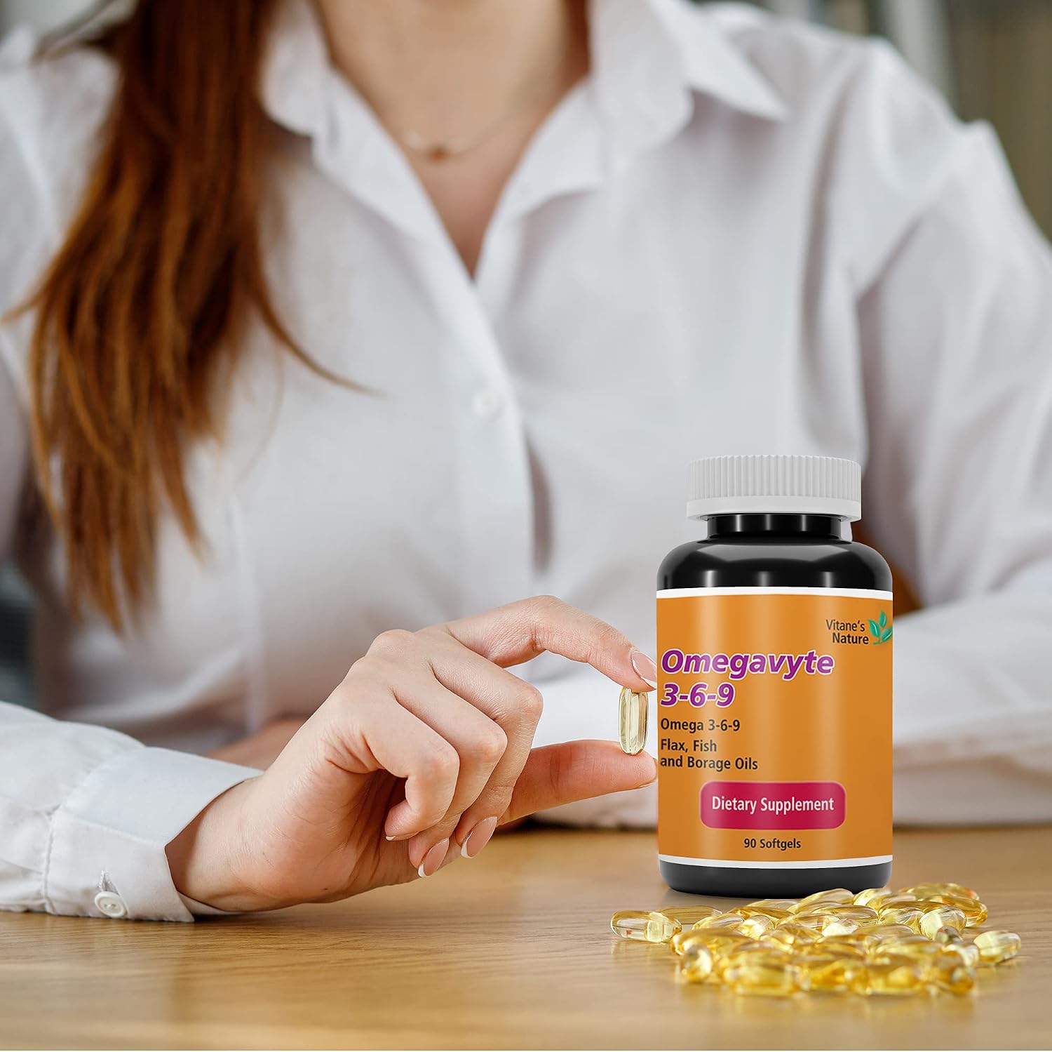 Omega 3-6-9 Complex of Fish Oil, Flax Oil, Borage Oil, Essential Fatty Acids - Supporting Cardiovascular Health & Brain Health - Gluten-Free & Non-GMO - 90 Softgels