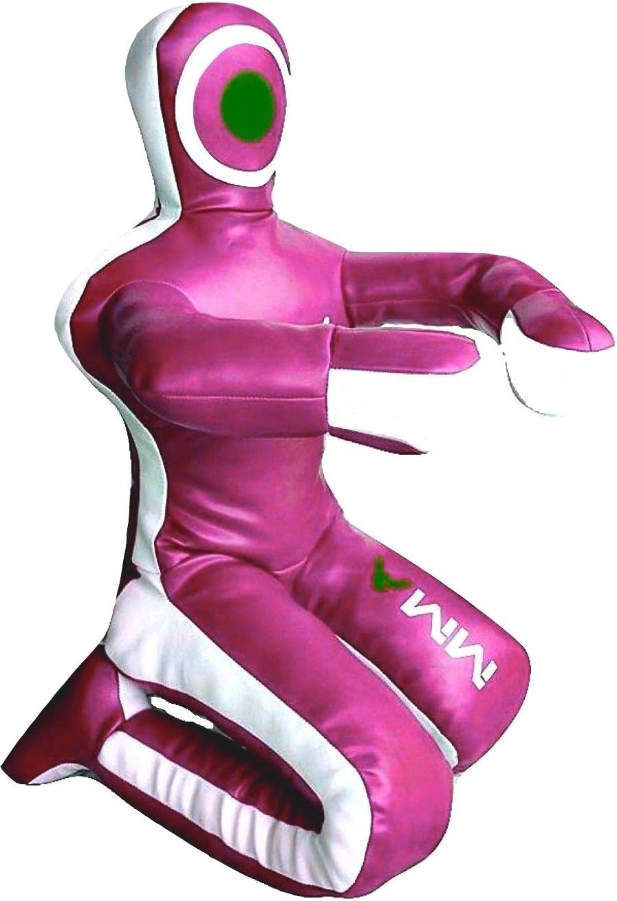 Bestzo MMA Jiu Jitsu Judo Punching Bag Grappling Dummy Hot Pink Sitting Position Hands on Front Synthetic Leather- 48 inches-Unfilled