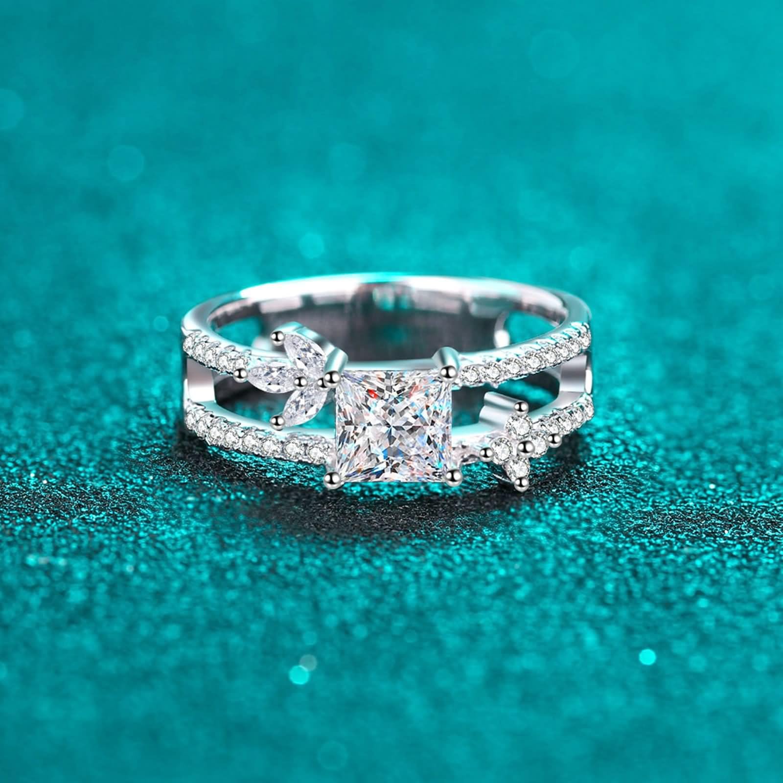 Anelli di promessa da donna, in argento Sterling con zirconia cubica/moissanite