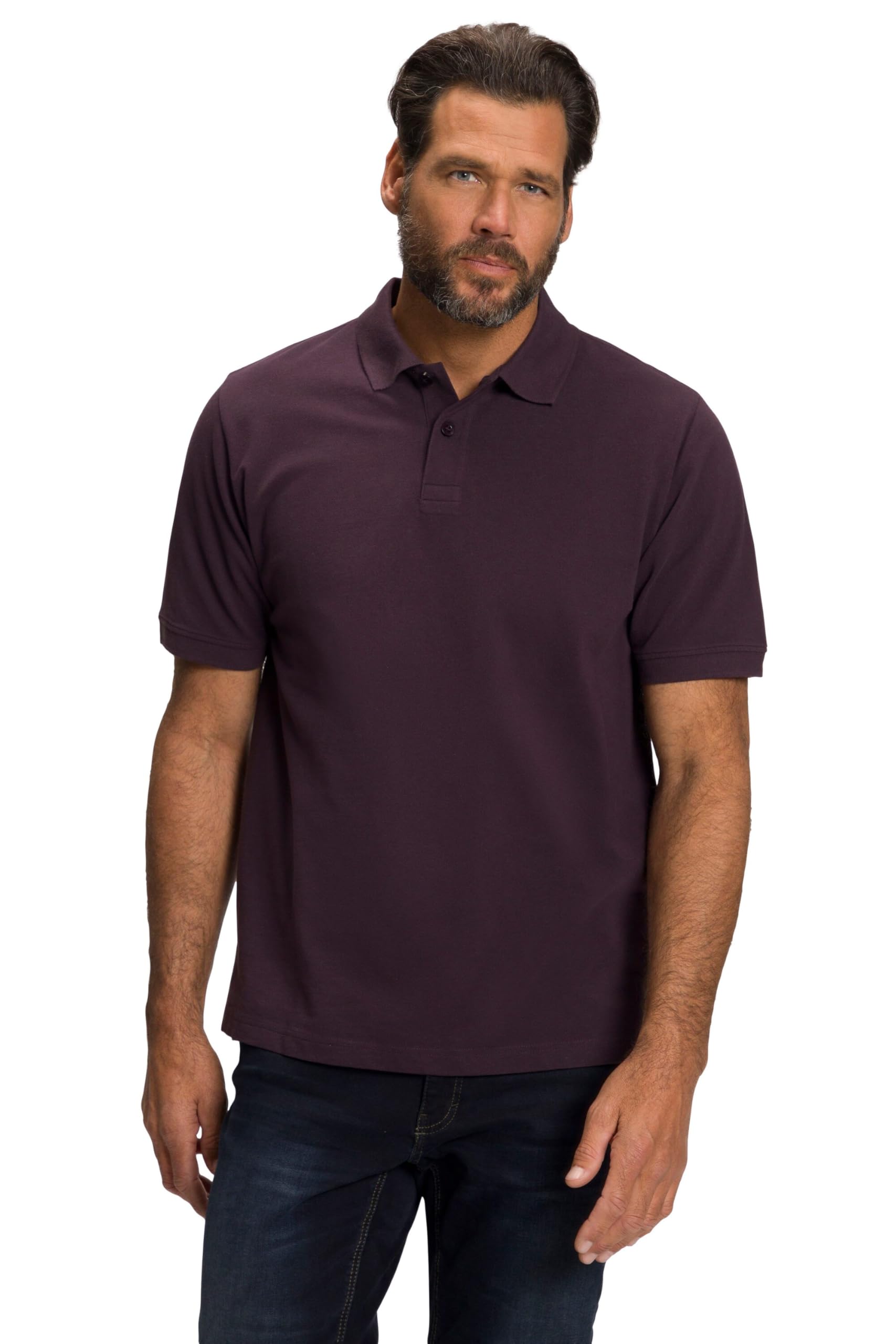 JP 1880 Men's Large Sizes Plus Sizes Menswear L-8XL Polo Shirt, Basic, Half Sleeve, Piqué, L to 10XL 702560, Dark Purple, XL
