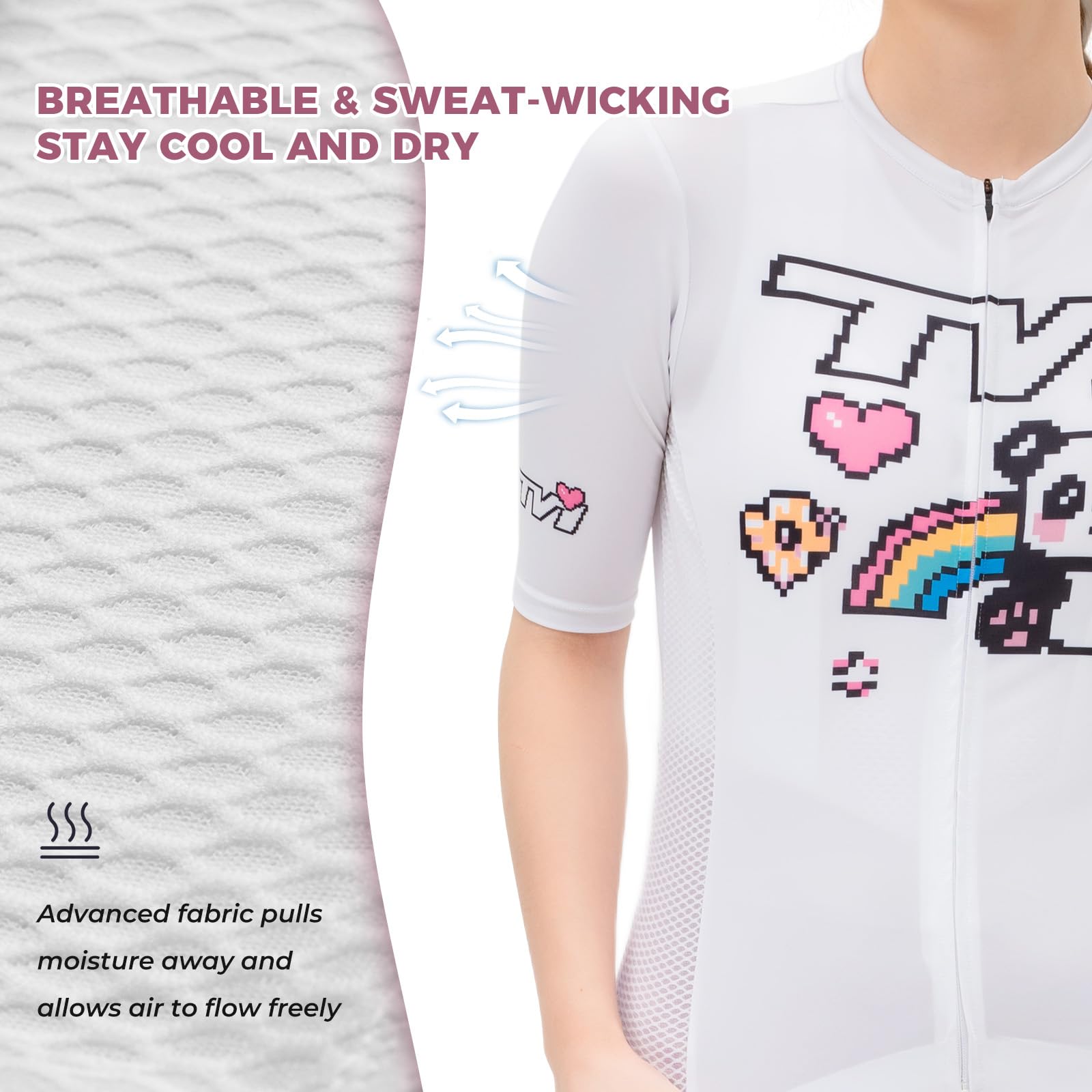 ROCKBROS TVI Radtrikot Damen Kurzarm Elastisch mit 3 Taschen | Fahrradtrikot, Fahrradshirt, Bicycle Top, Atmungsaktiv Komfort, für Frauen Rennrad Outdoor