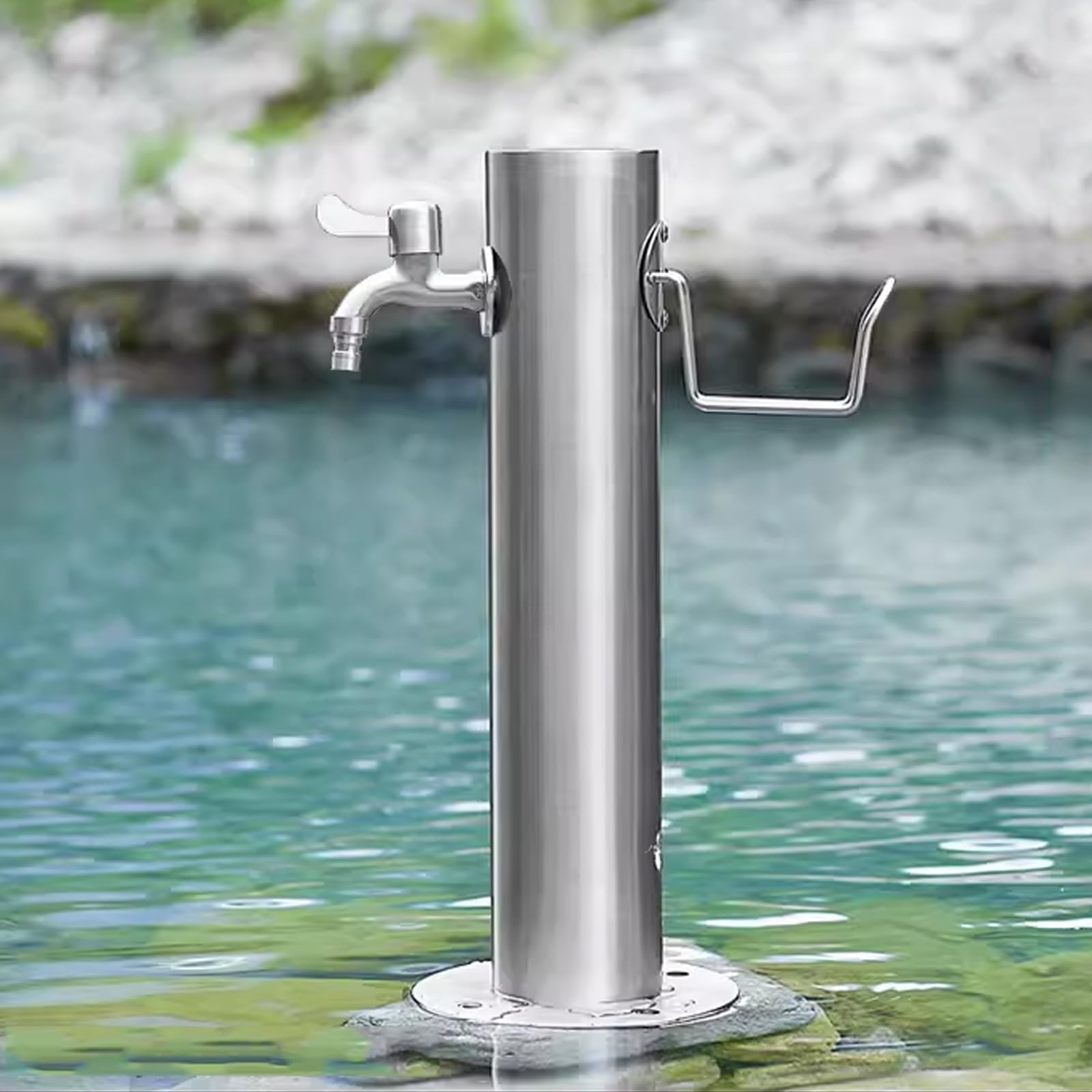 BHGFYXBS Stainless Steel Cylindrical Vertical Garden Water Column,Winter Garden Water Column,Side Water Inlet Installation,size_name-50cm
