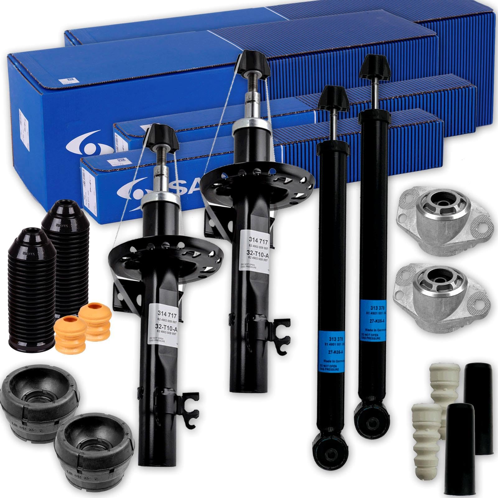 4x Sachs Stossdämpfer Domlager 2X Protection Kit | 314717+313378 Kompatibel mit Rapid (NH3, NK3, NK6),Rapid Spaceback (NH1),Toledo IV (KG3)