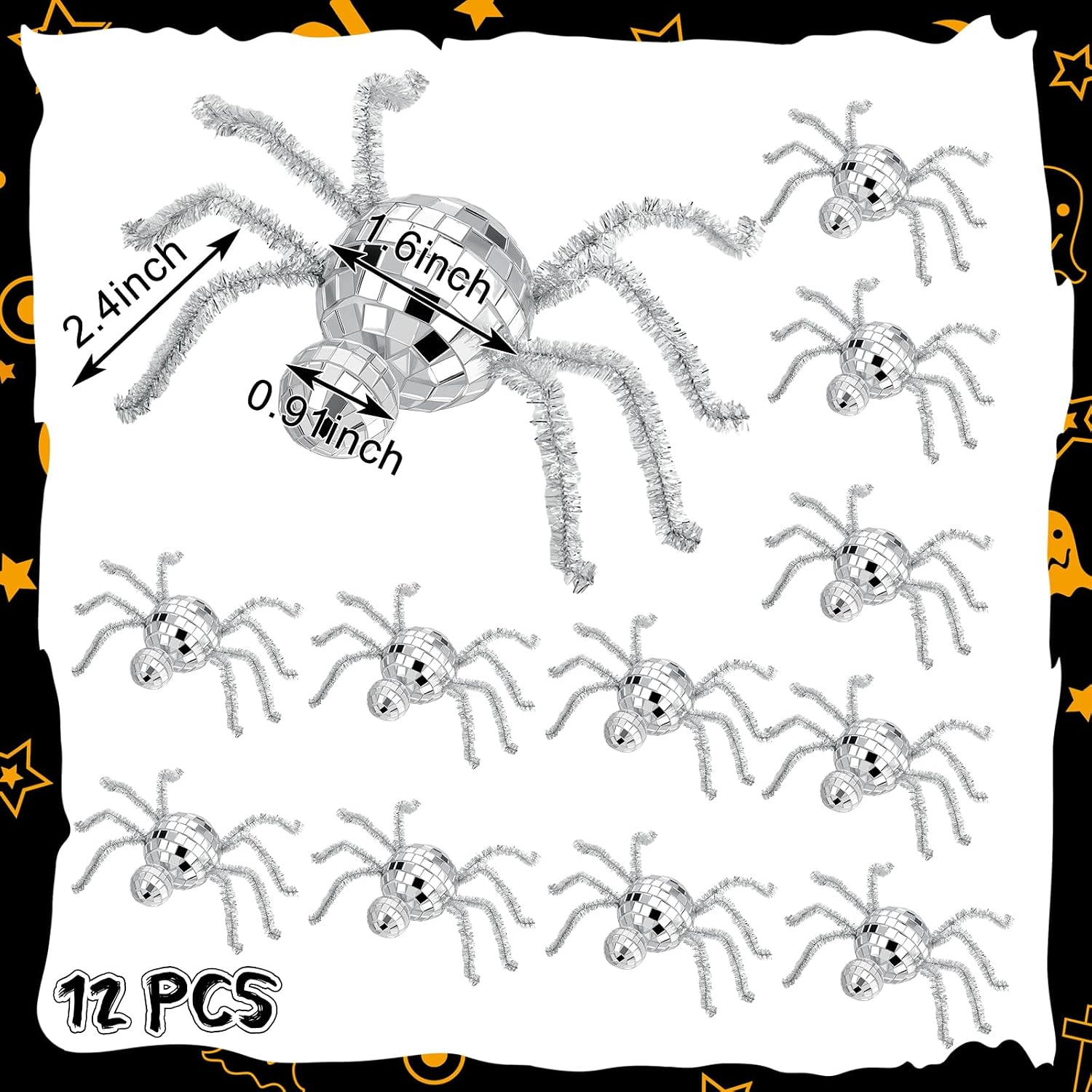 Yousoontic 12 Pcs Halloween Disco Spider 2.4 in Tabletop Party Decor image 2